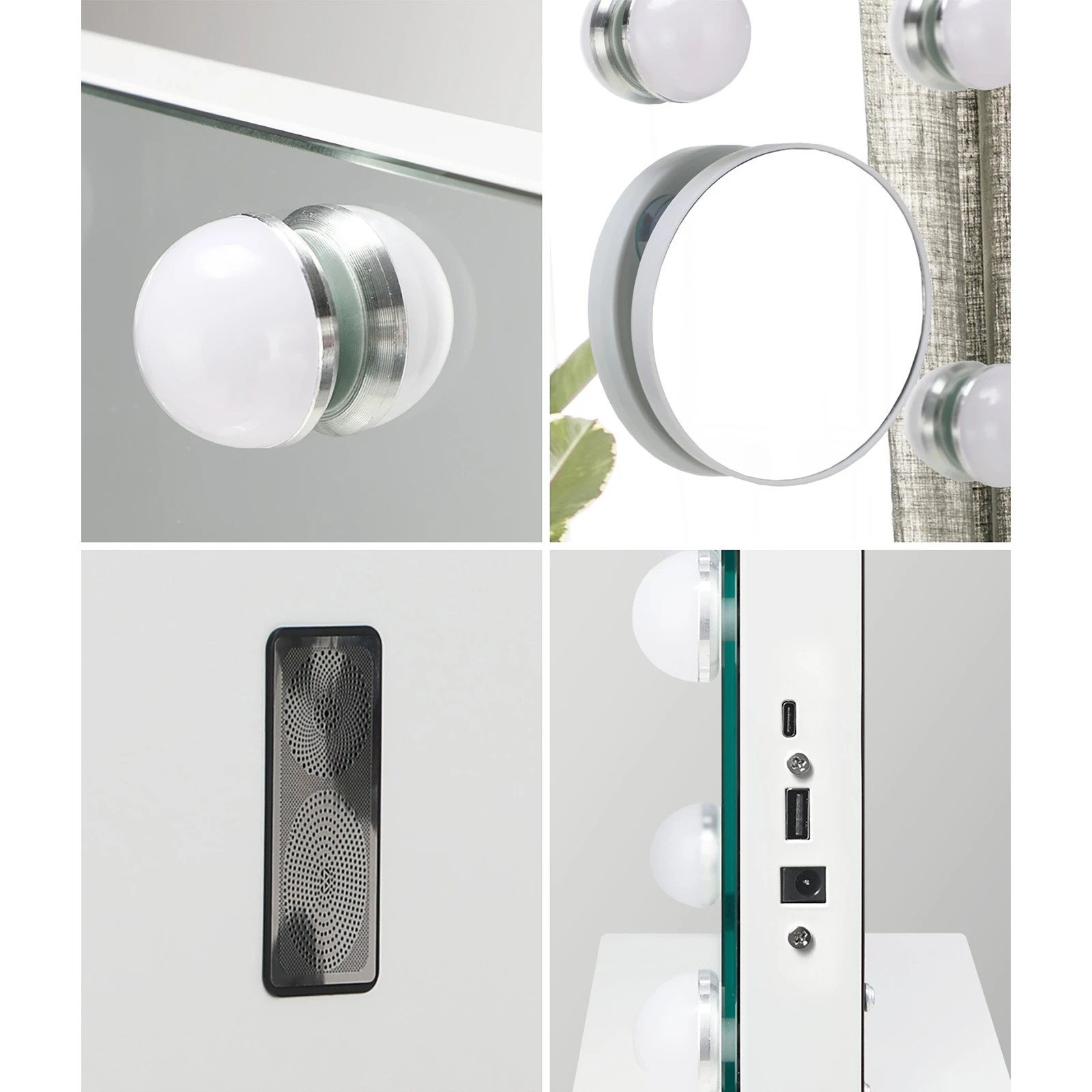 3 Oikiture Bluetooth Hollywood Makeup Mirror Led Light 60x52cm Vanity Mirrors
 - White, 3 of 7