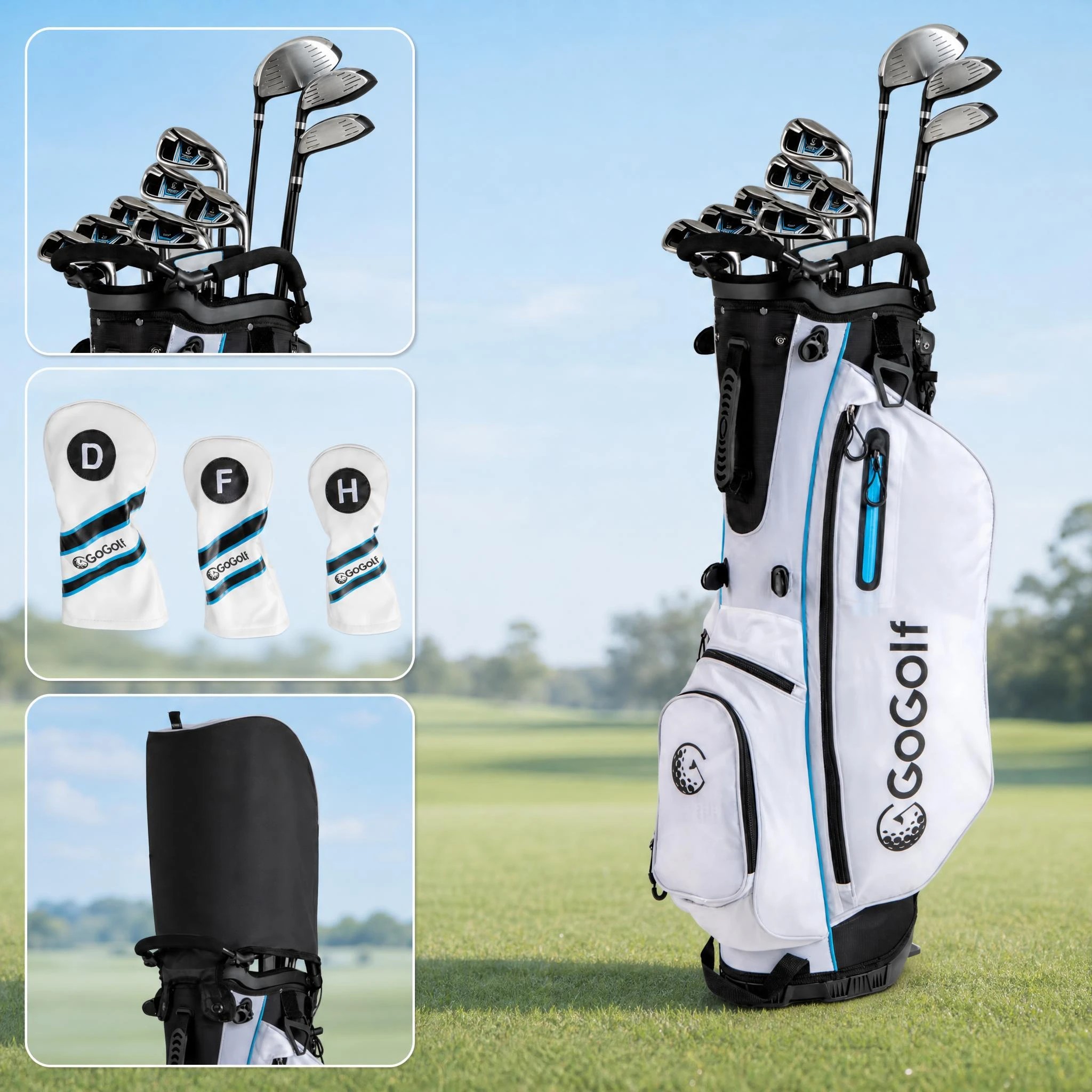4 Costway Men's 15 Piece Portable Complete Golf Club Set w/Stand Bag Driver & Putter, 4 of 8