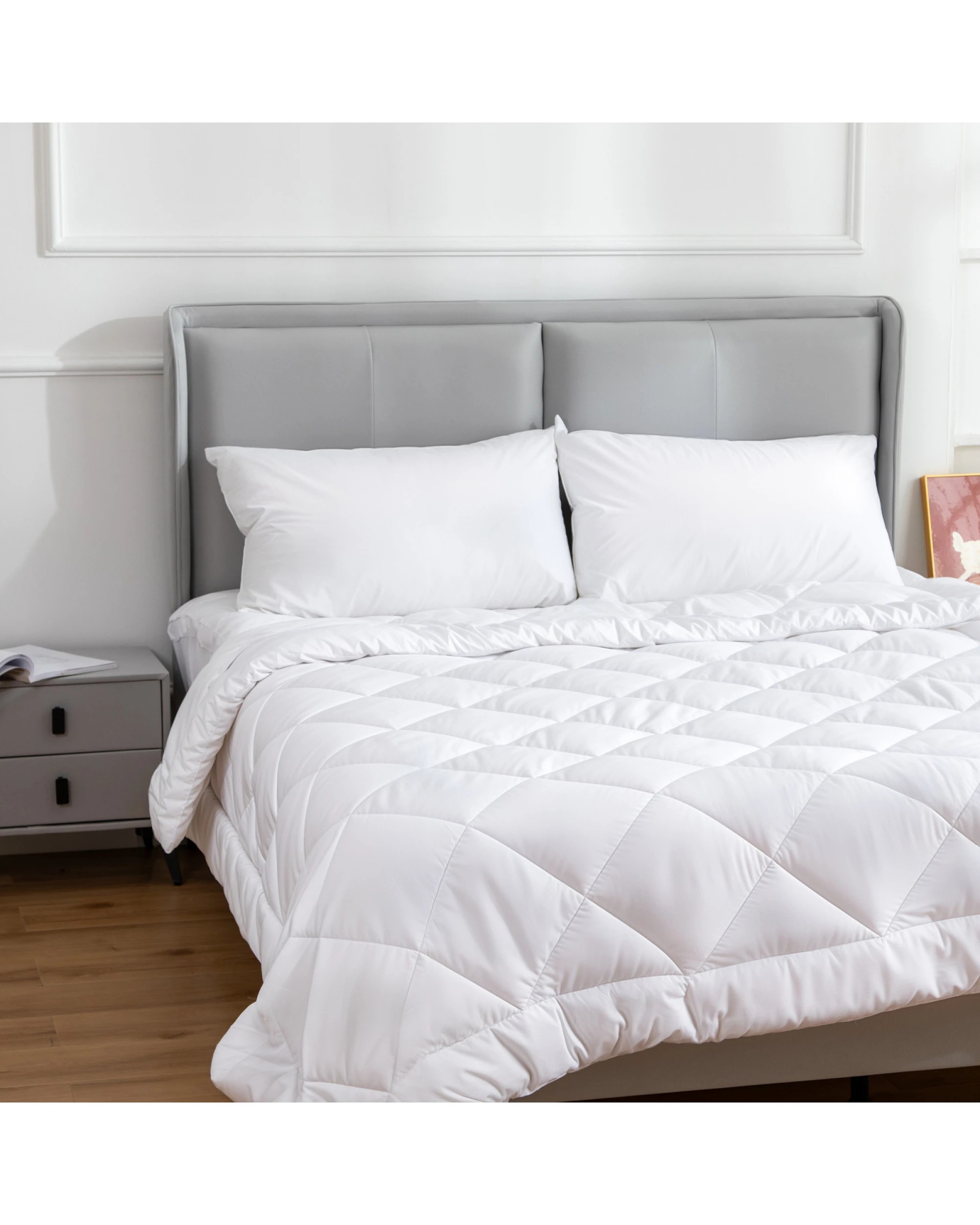 2 Hacienda 100 Percent Cotton Pillow Cover with 800g Poly Fill Hypoallergenic, Antibacterial, and Cooling Technology 2 PK, 2 of 6