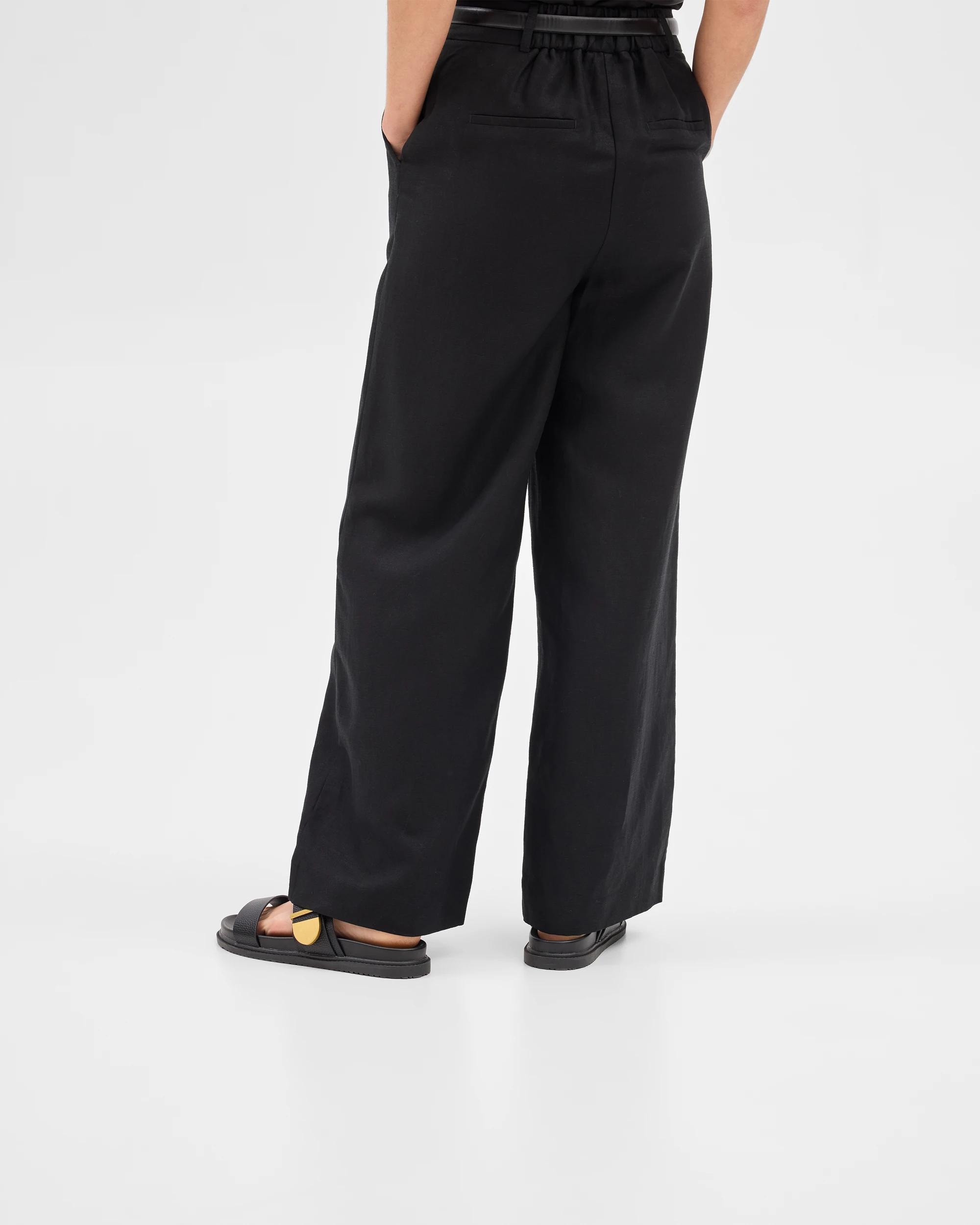 4 Linen Blend Wide Leg Pants - Preview BLACK, 4 of 7