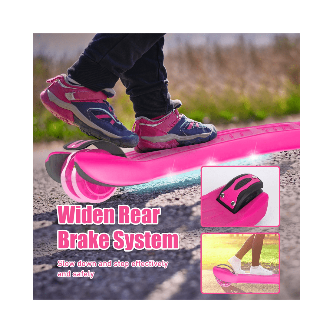 6 Advwin Foldable Kids Scooter w/ Music Light Up 3 Wheels Pink, 6 of 9