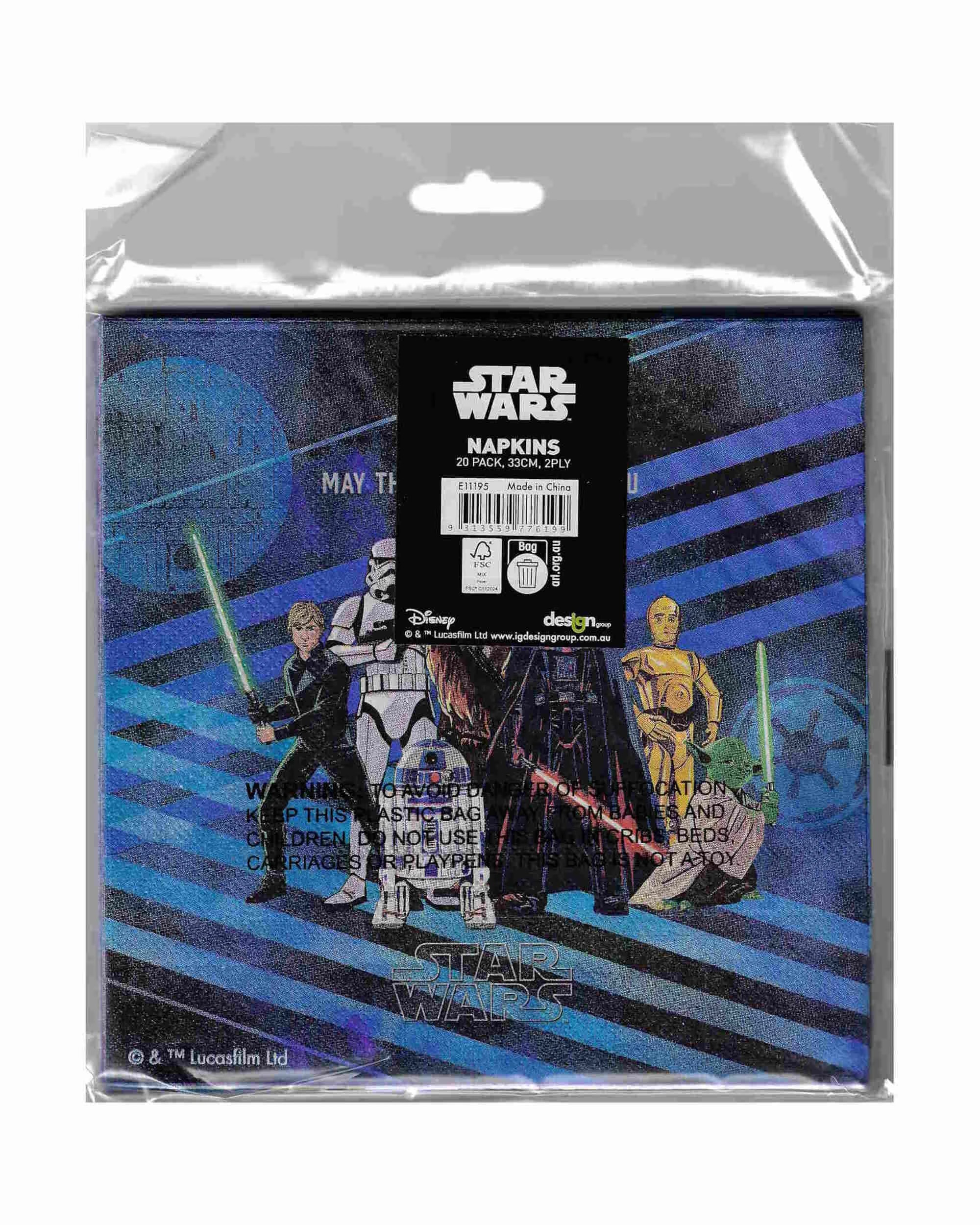 2 Design Group Star Wars May The Force Be With You Large Napkins Serviettes Pack of 20Multi - Multi, 2 of 2