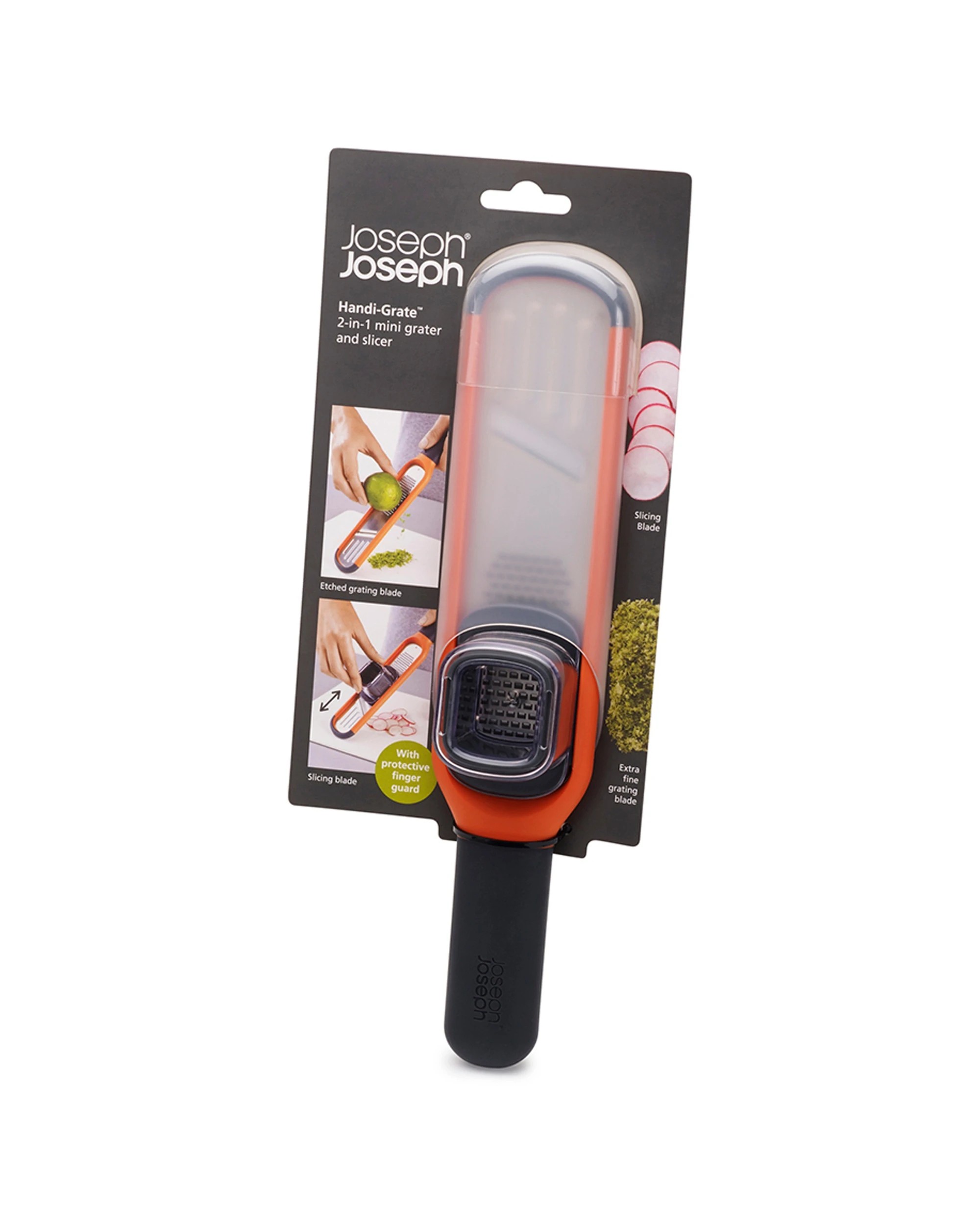1 Joseph Joseph Handi-Grate 2-in-1 Mini Grater And Slicer Razor Sharp Blades - Orange, 1 of 7