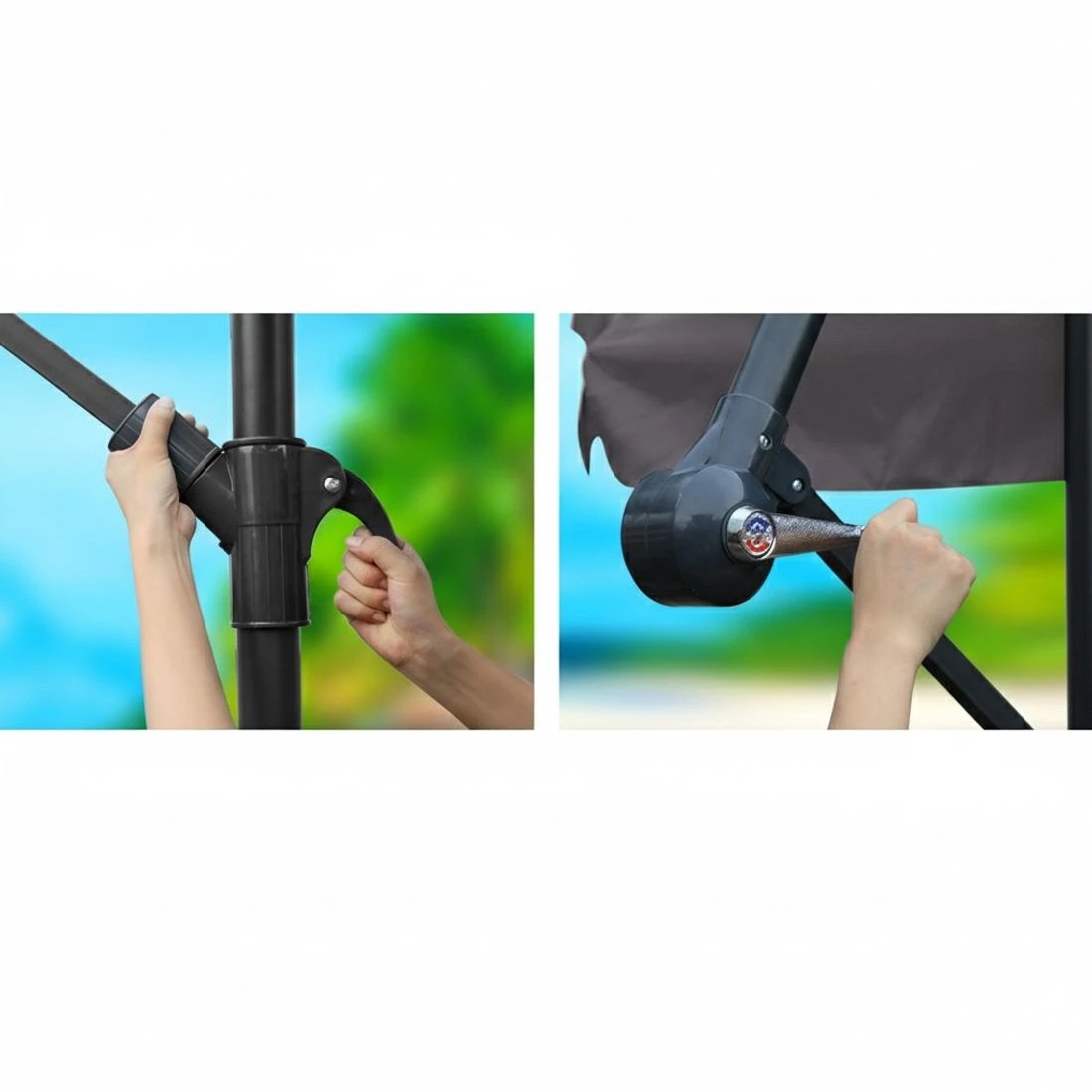 4 Instahut 3m Outdoor Umbrella w/Base Cantilever Beach Garden Patio - Black, 4 of 6