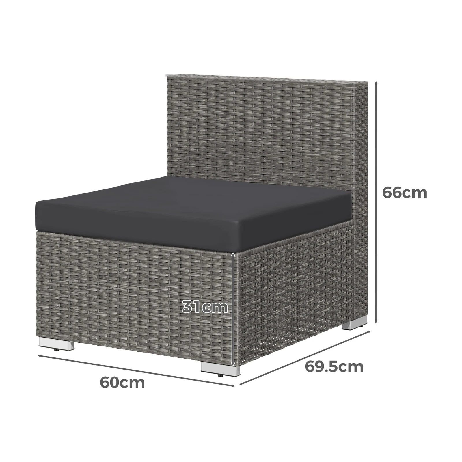 4 Alfordson 6 Seater Outdoor Lounge Setting 7PCS Sofa Set Furniture - Dark Grey, 4 of 10