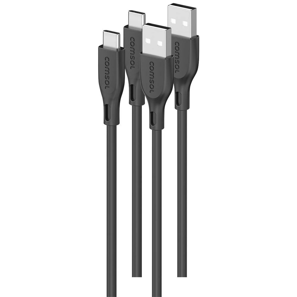 1 Comsol Soft Silicone USB-A to USB-C Cable 2 Pack, 1 of 2