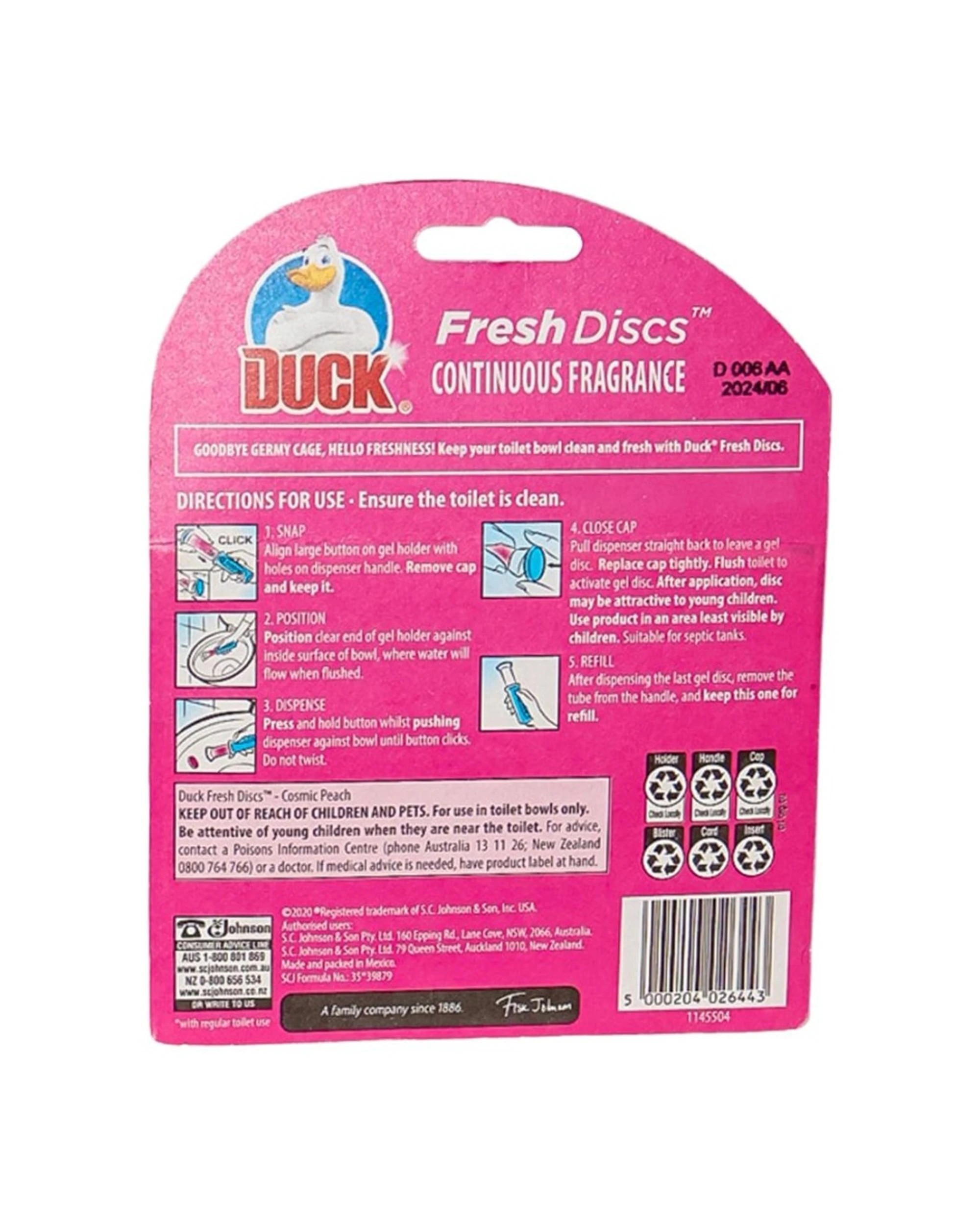 2 Duck 4pk 6pc Fresh Discs Toilet Cleaner Cosmic Peach Starter Kit - Multi, 2 of 2