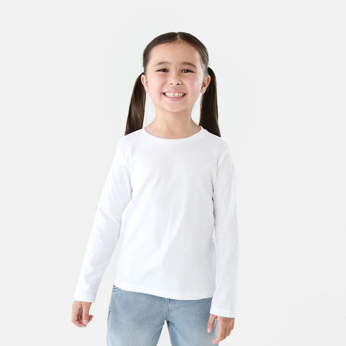 1 Long Sleeve Plain T-shirt White, 1 of 8