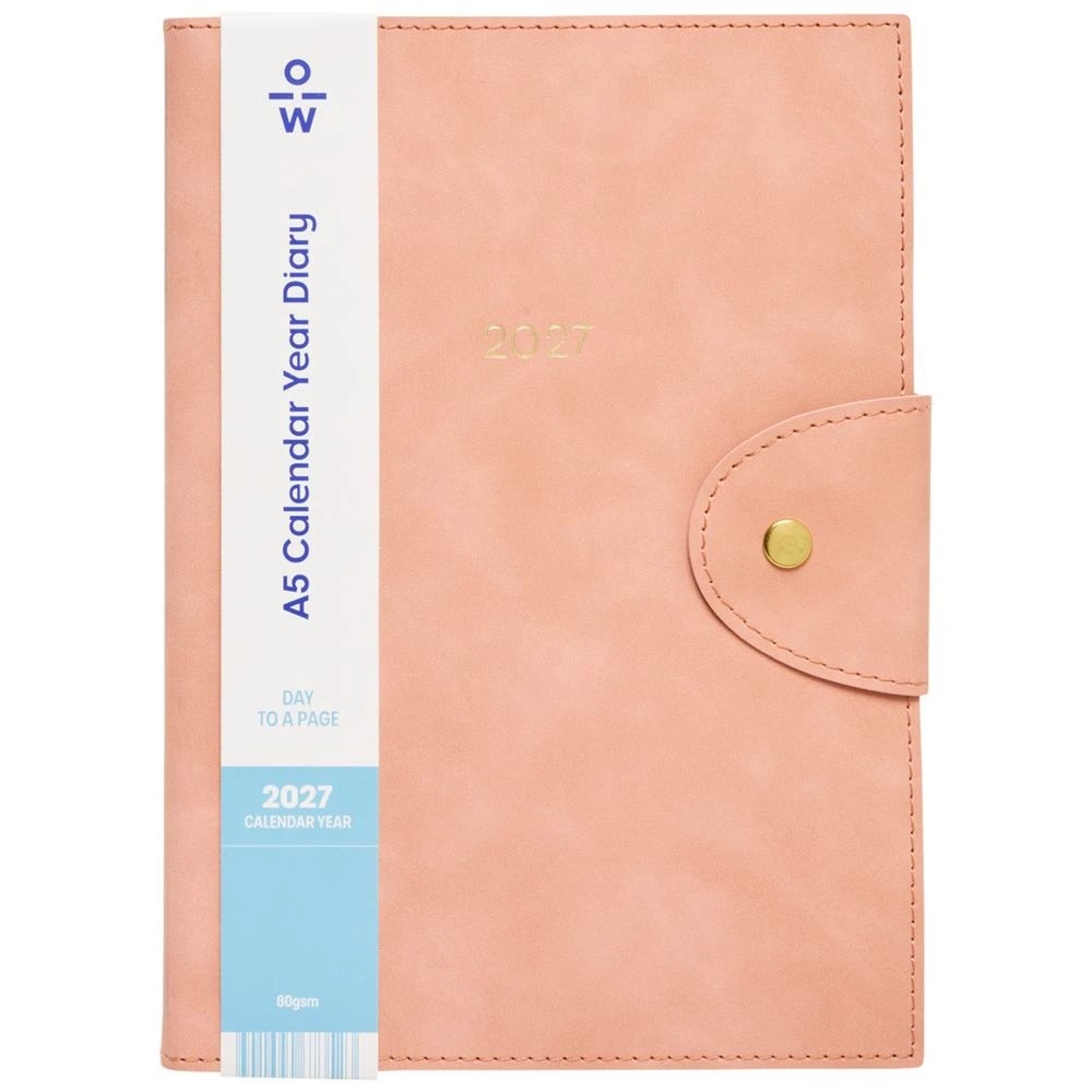 1 Officeworks A5 Day to Page 2027 Suede Diary, 1 of 6