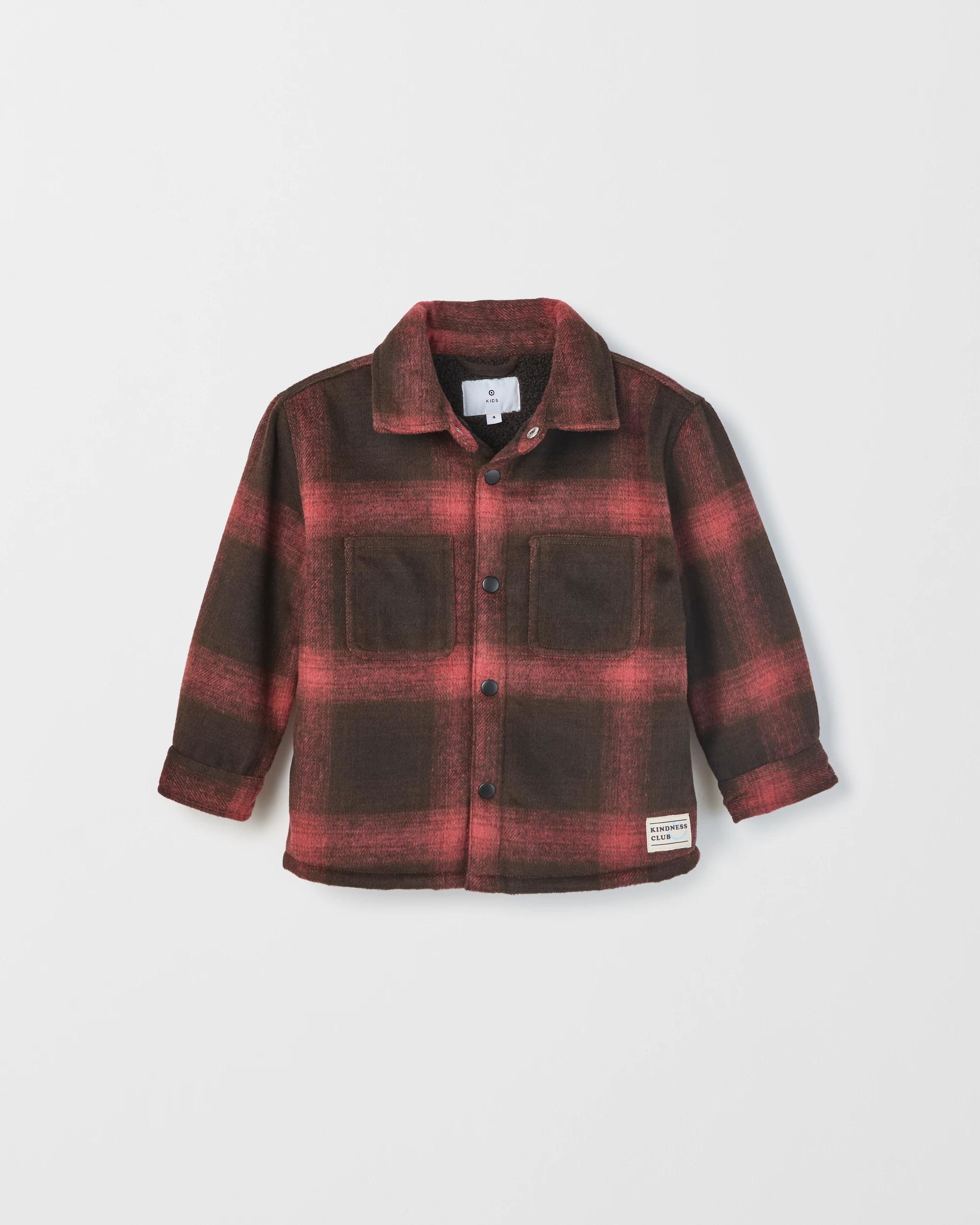 1 Target Kids Fleece Lined Checkered Shacket , 1 of 2