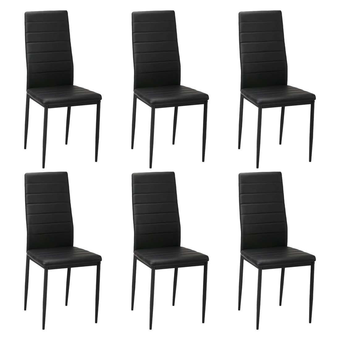 1 Oikiture 6pcs Dining Chairs High-back Kitchen Chair Padded Faux Leather
 - Black, 1 of 10