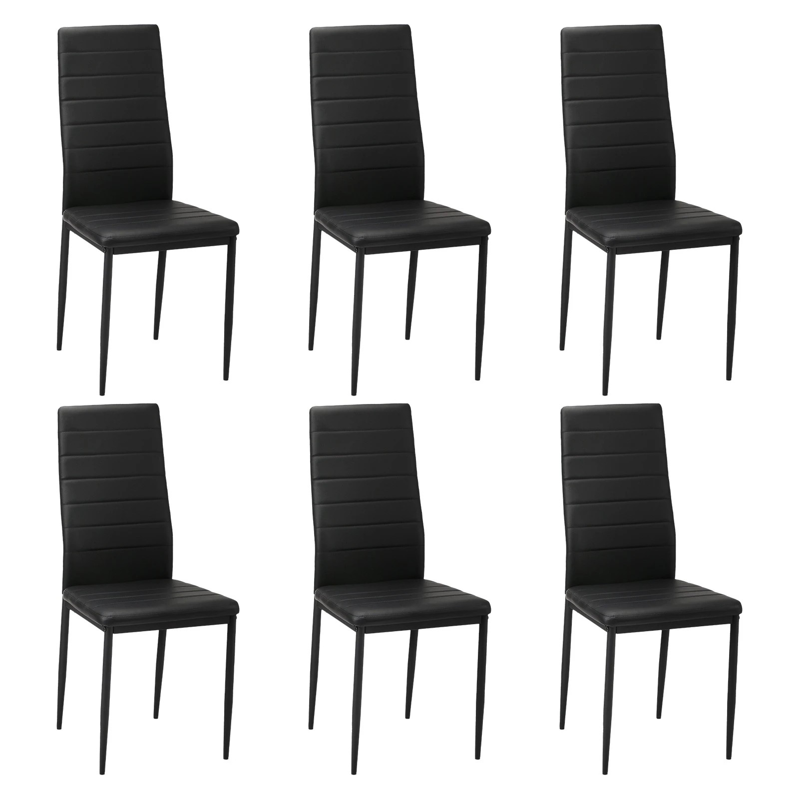 1 Oikiture 6pcs Dining Chairs High-back Kitchen Chair Padded Faux Leather
 - Black, 1 of 10