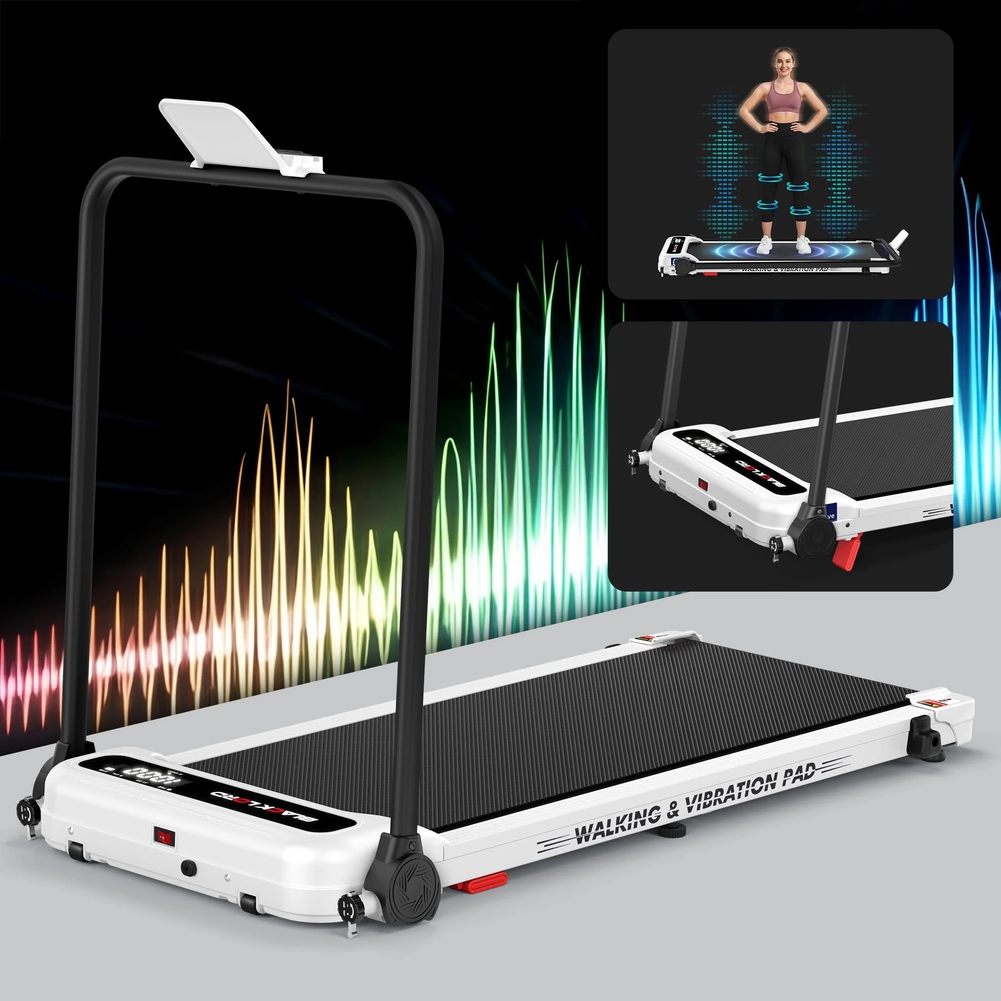 2 Black Lord Treadmill 4-in-1 Walking Vibration Pad Incline Foldable Home Gym - White, 2 of 9