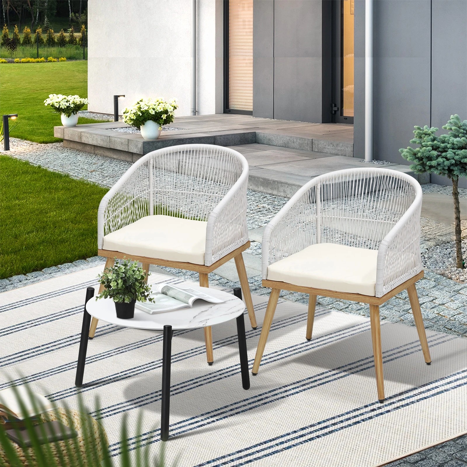 3 Livsip 3 Piece Outdoor Patio Setting Bistro Set Lounge Furniture Sets 50cm Table
 - Multi, 3 of 9