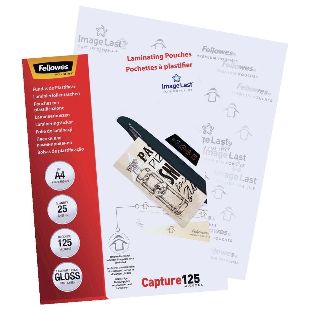 3 Fellowes Laminating Pouches A4 125 Micron 25 Pack, 3 of 3