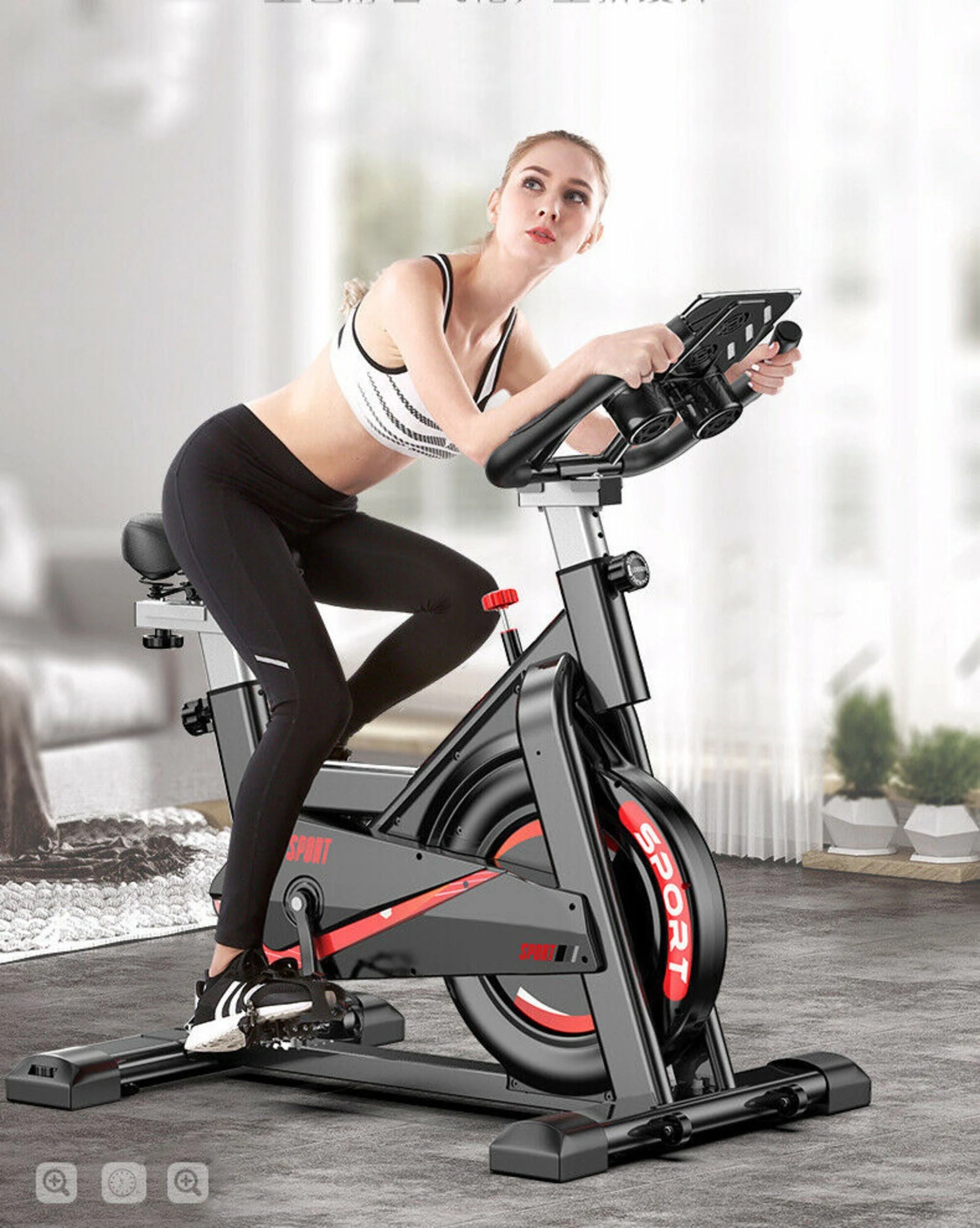 2 Fitness Master Exercise Spin Bike Home Gym Workout Equipment Cycling Bicycle Heart Rate Lcd Display, 2 of 9