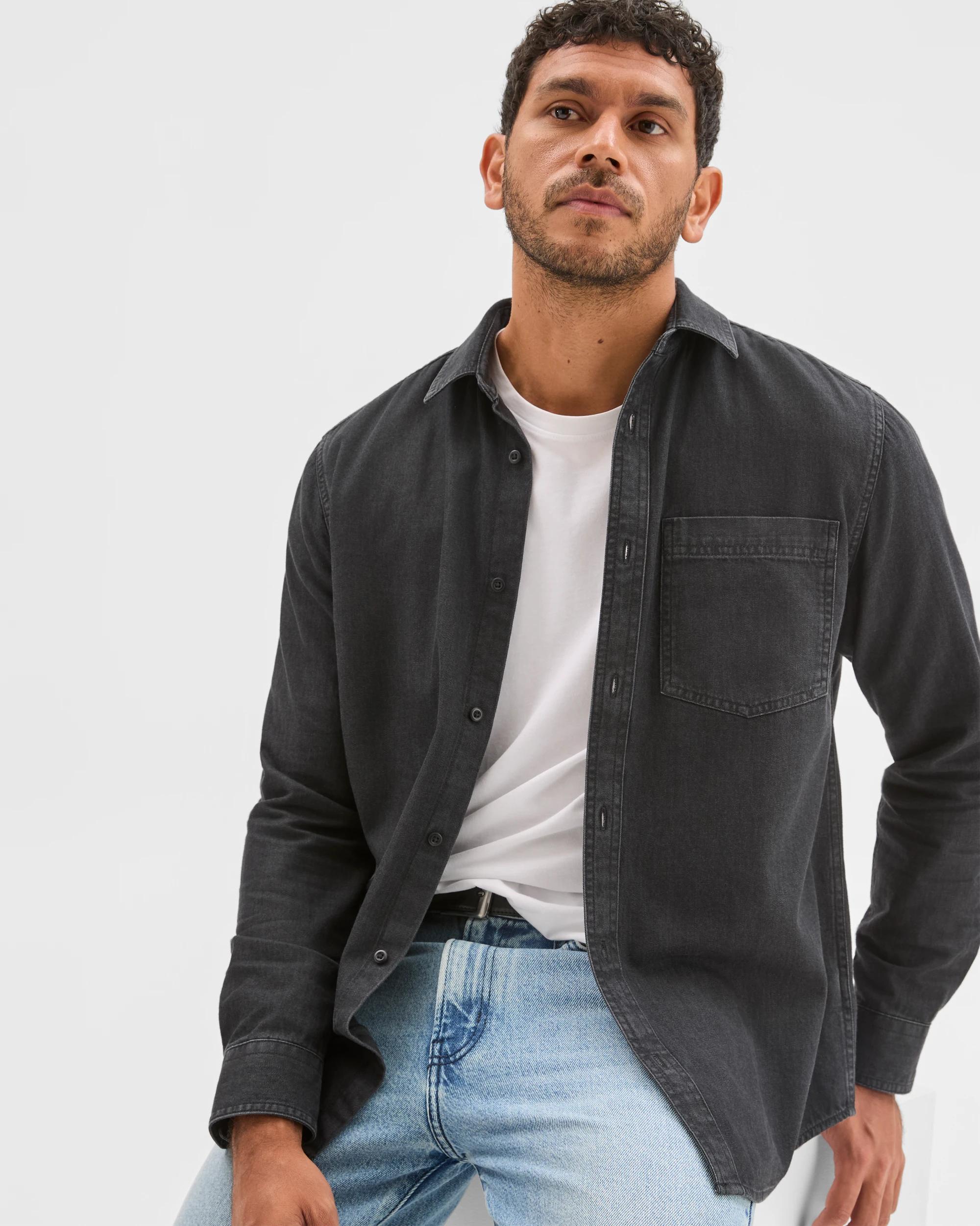 2 Target Denim Australian Cotton Denim Shirt WASHED BLACK, 2 of 6