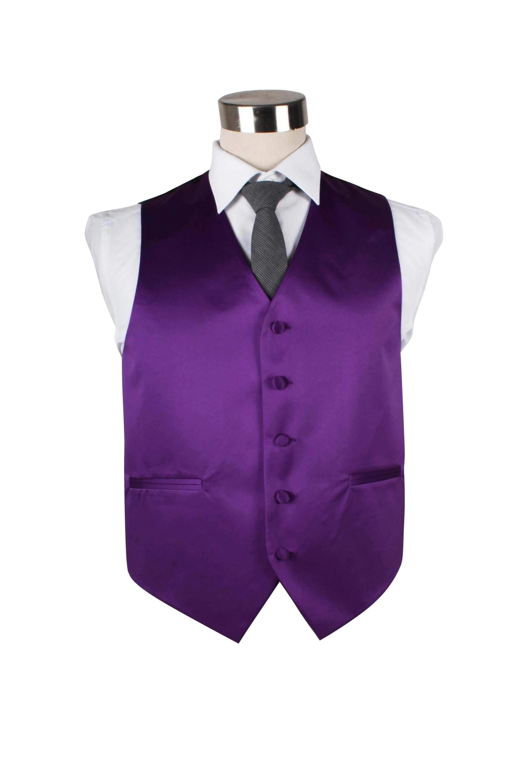 2 Zasel Mens Plain Vest Waistcoat DARK PURPLE, 2 of 2