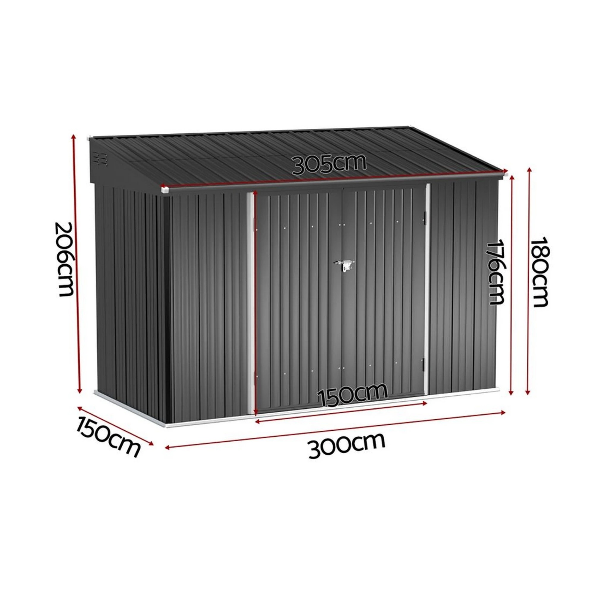 3 Giantz Garden Shed Galvanised Steel Outdoor Storage Shed Workshop House Shelter - Grey, 3 of 8