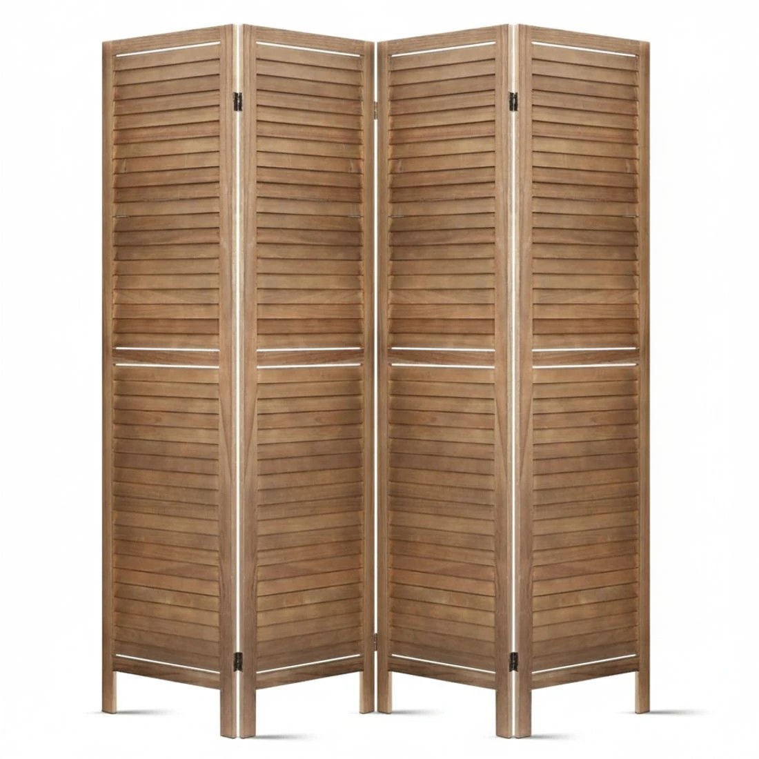 4 Artiss 4 Panel Room Divider Screen 160x170cm Louver - Brown, 4 of 8