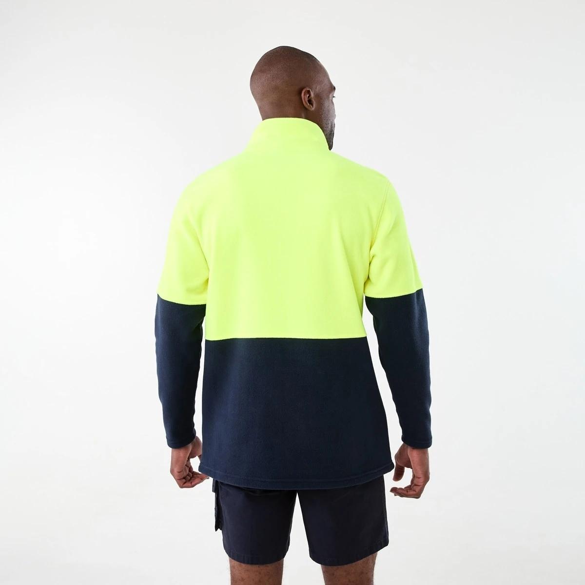 3 Workwear Hi-Visibility 1/4 Zip Polar Fleece Pullover Yellow, 3 of 6