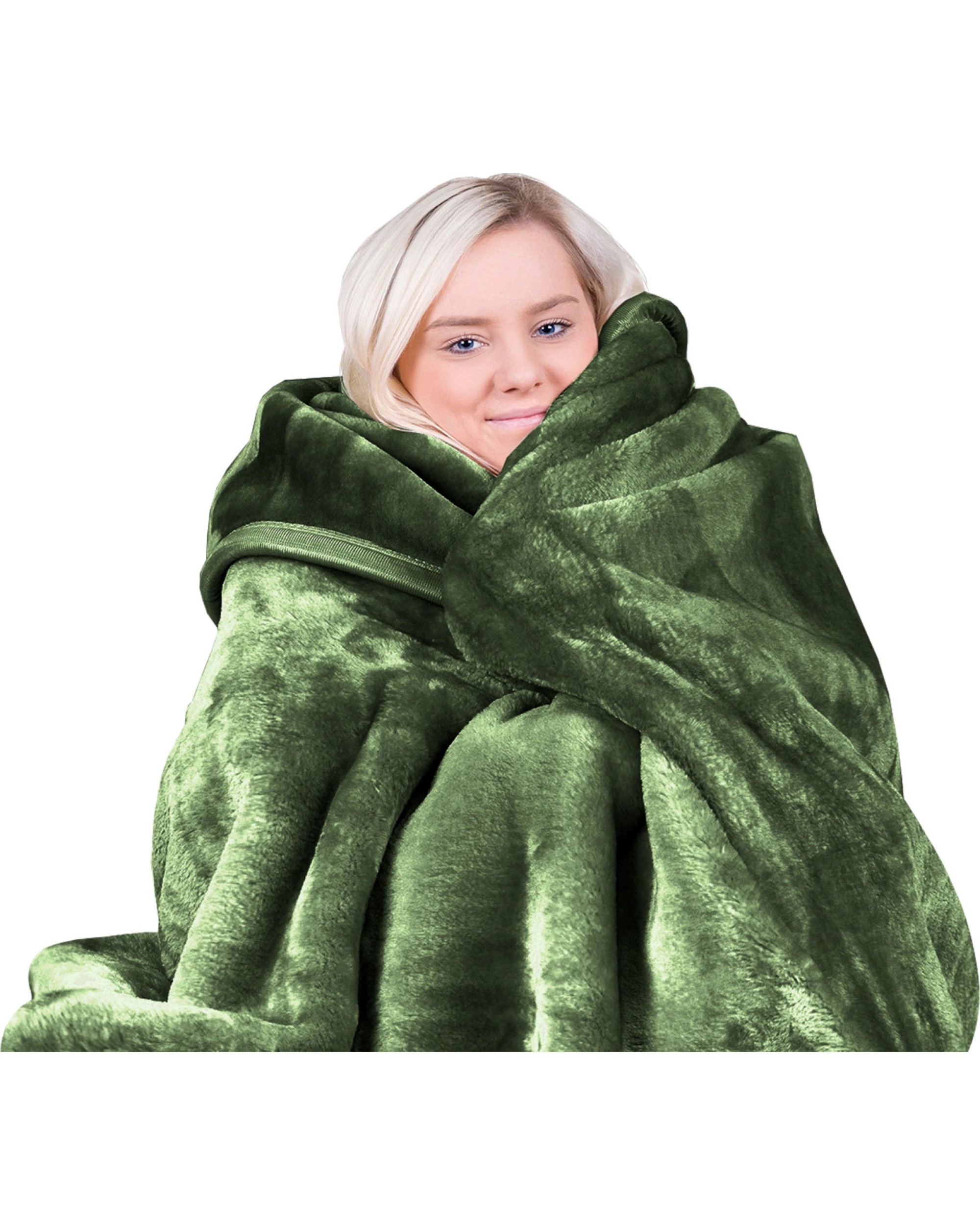 2 Laura Hill 600-gsm Mink Blanket Double-sided Soft Plush Bed Faux Throw Rug Wine Green
 - Queen Bed, 2 of 9