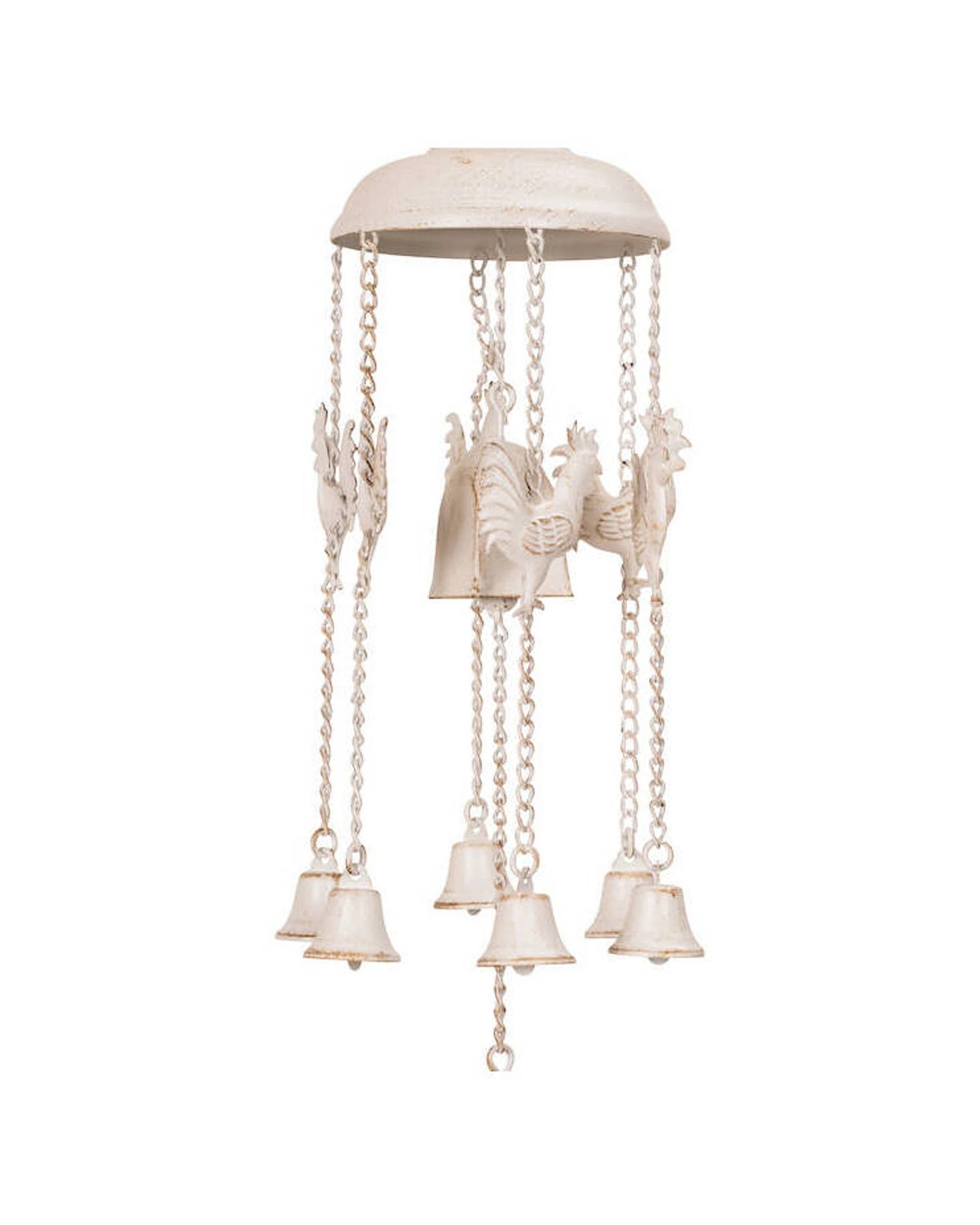 3 Alfresco Wind Chime Bird Rooster Cast Iron Home Garden Decor - White, 3 of 3