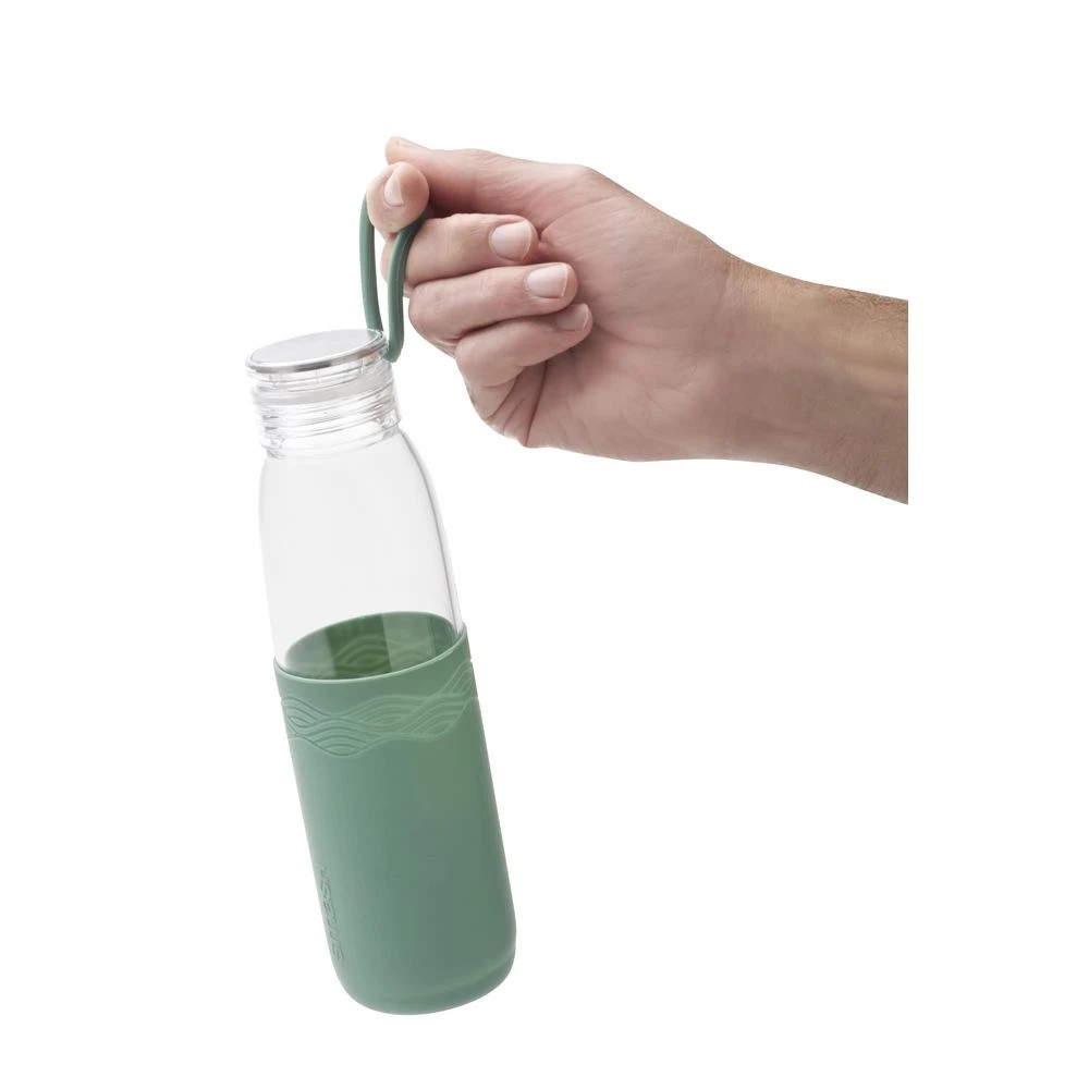 2 Smash Blue Glass Drinking Bottle 580mL Sage, 2 of 4