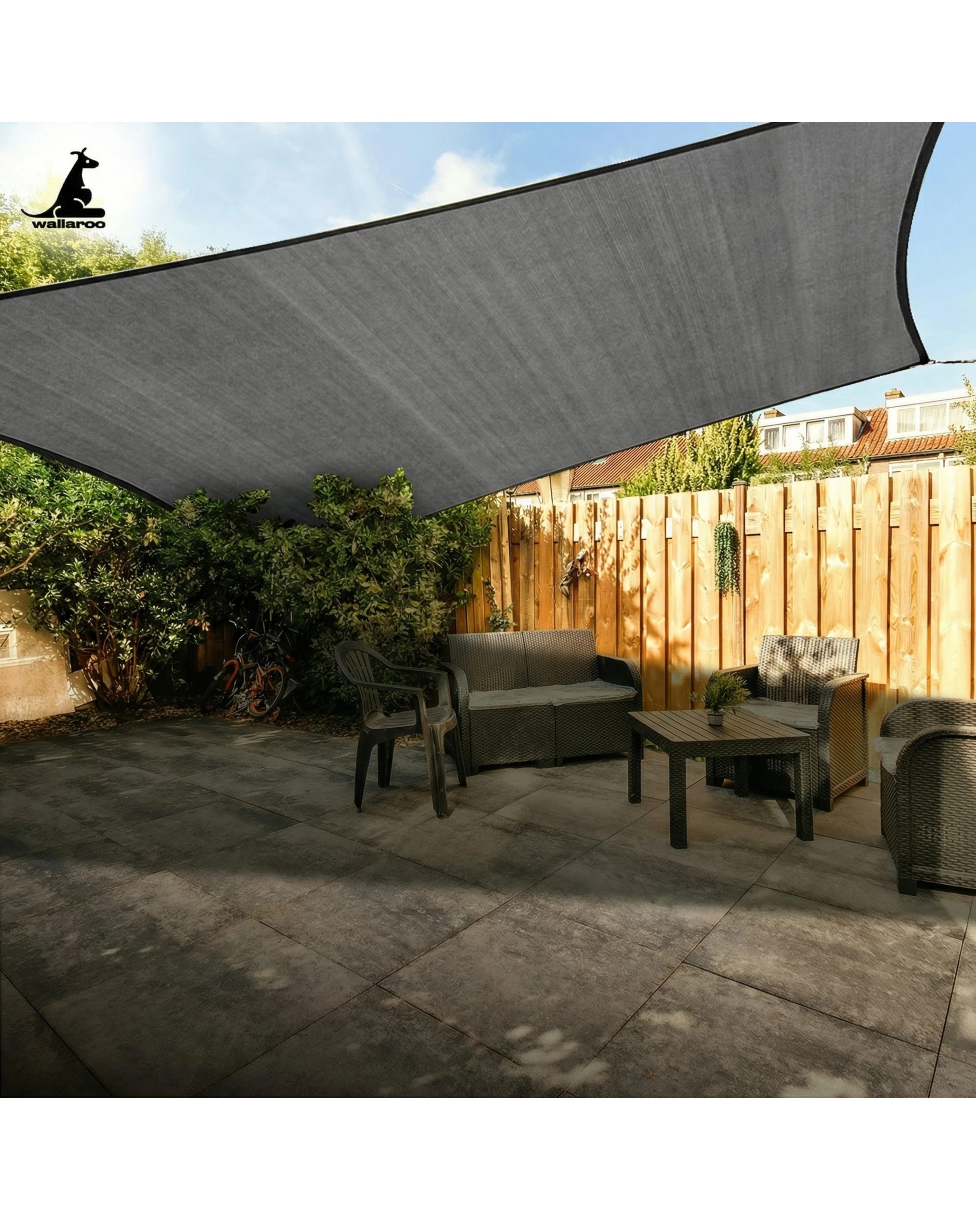 2 Wallaroo 3m x 4m 280GSM Outdoor Sun Shade Sail Canopy - Grey, 2 of 4