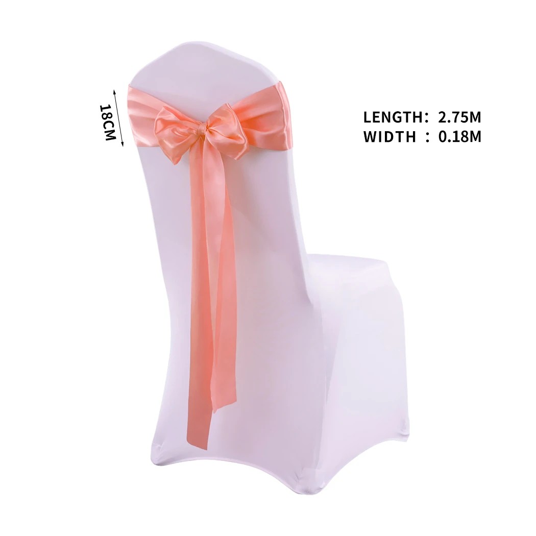 3 Traderight 50 Pcs Satin Chair Sashes In Coral Colour, 3 of 8