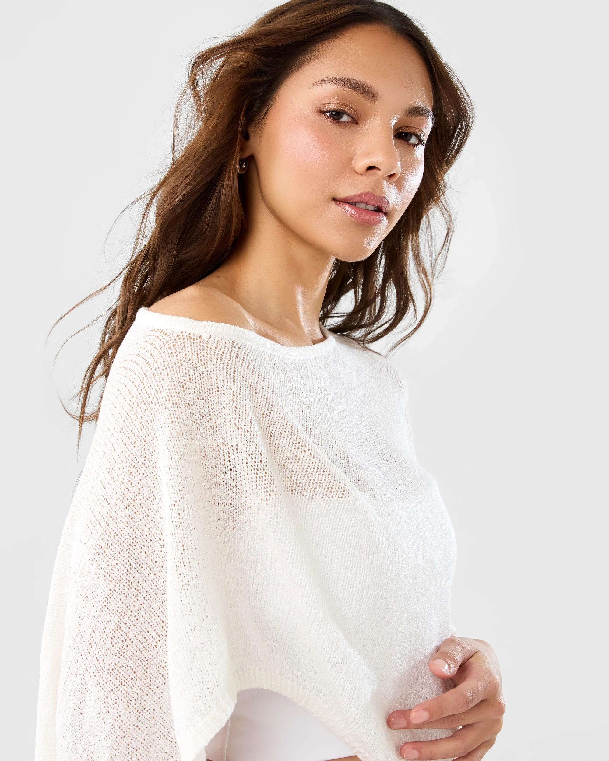 5 Knit Poncho Cld White, 5 of 7