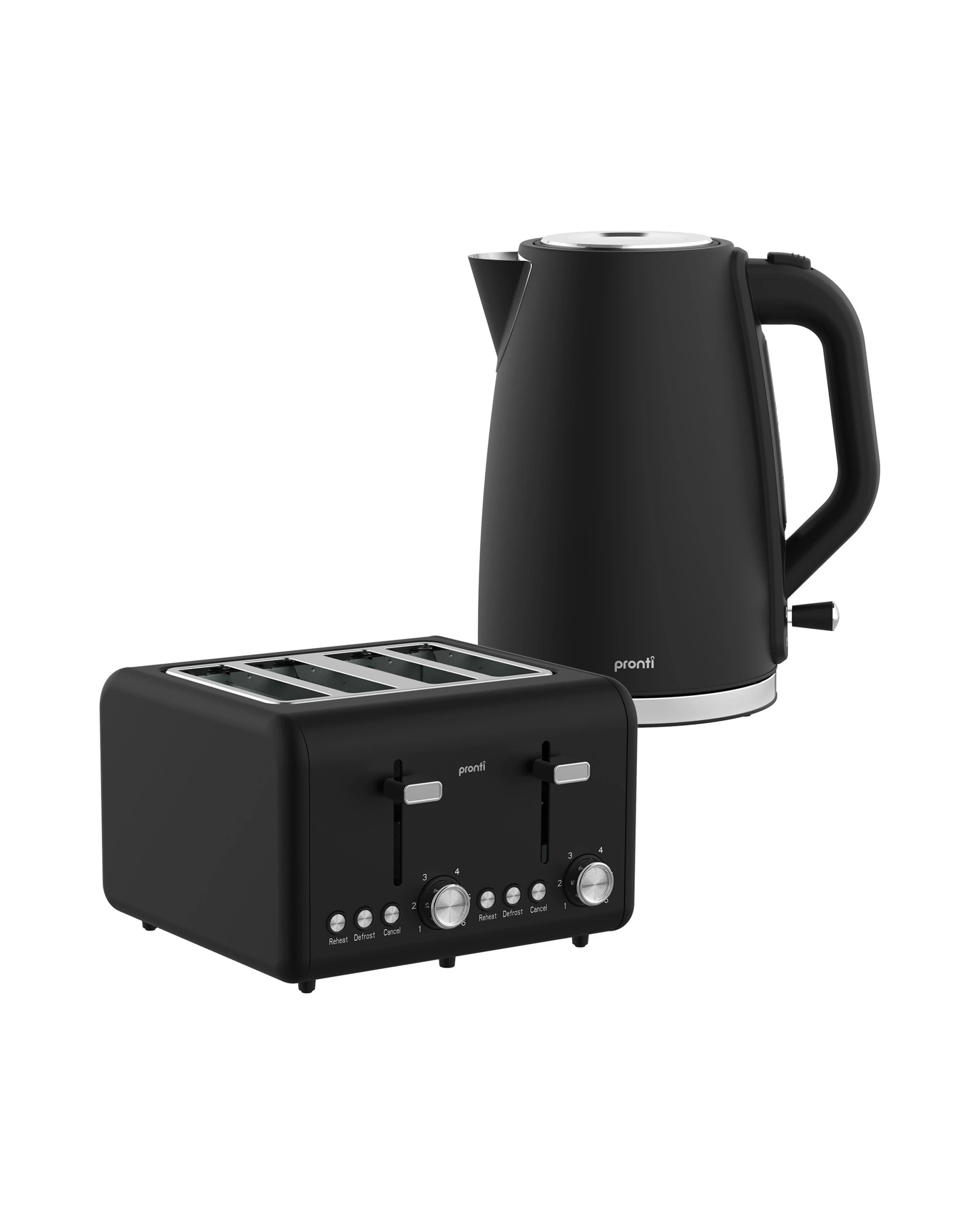 1 Pronti Silver Noir Collection 4 Slice Toaster and Kettle Bundle, 1 of 8