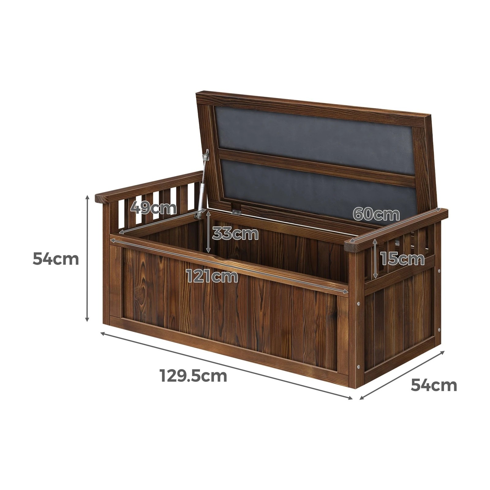 4 Alfordson Outdoor Storage Box Wooden Garden Bench Chest Tool Sheds XL - Charcoal, 4 of 9