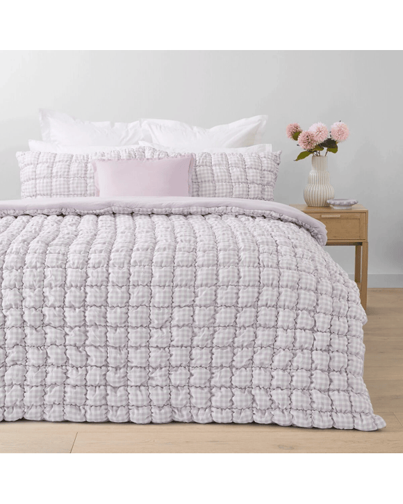 Quilted Puff Comforter Set - King Bed, Lilac