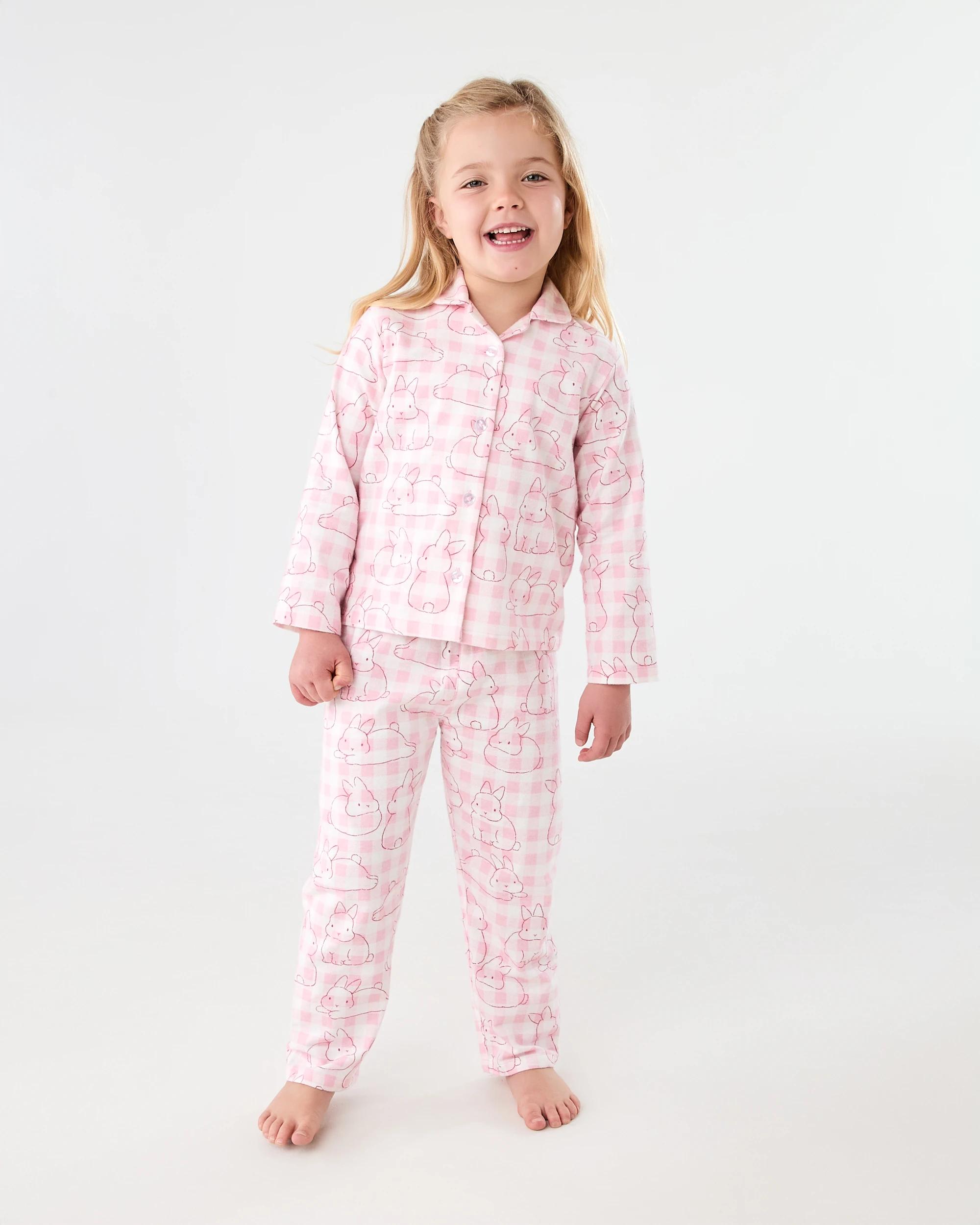 1 Flannel Pyjama Set Pnk Buny, 1 of 8