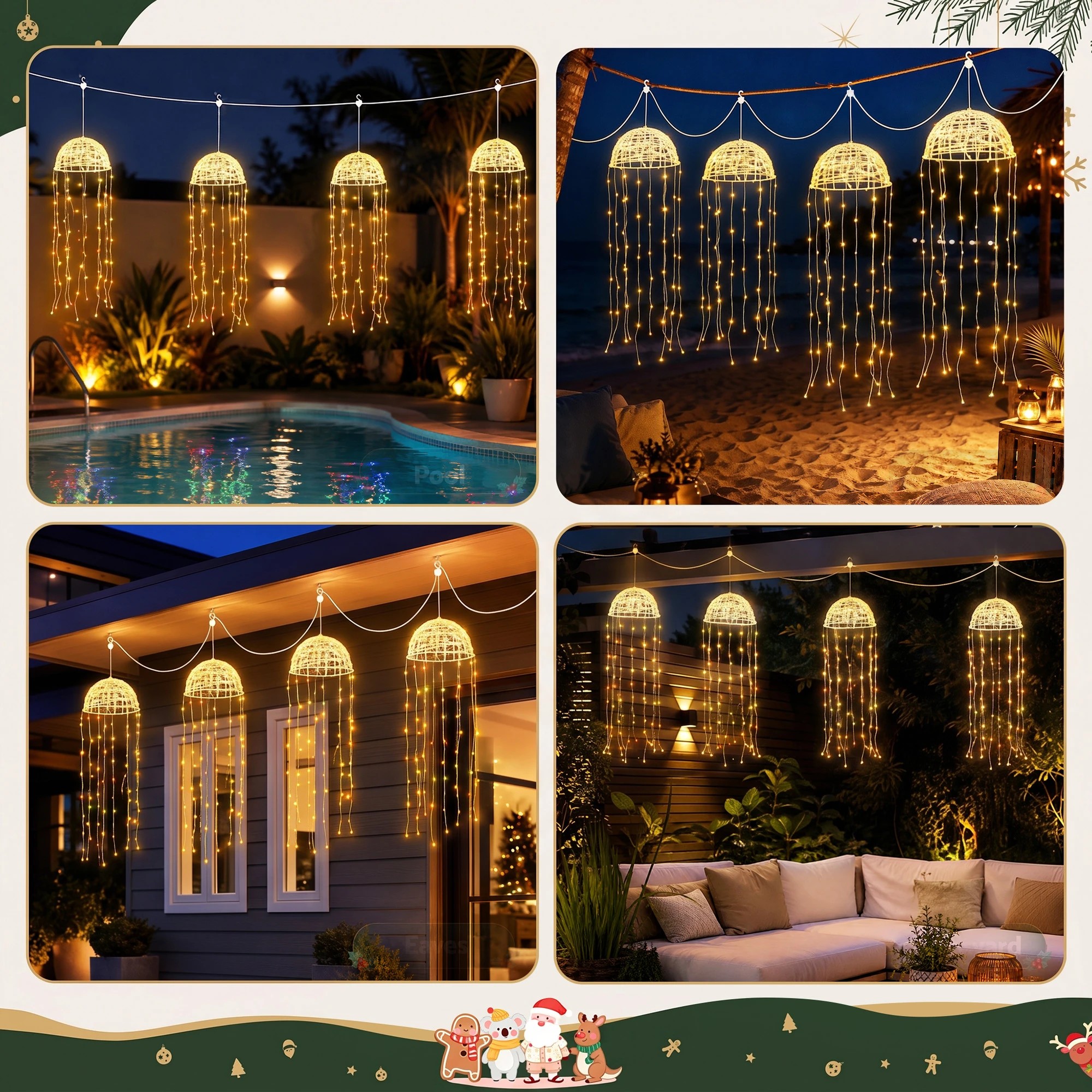 6 Jingle Jollys Christmas Lights Solar Jellyfish 4Pcs Garden Decorative Warm - White, 6 of 8