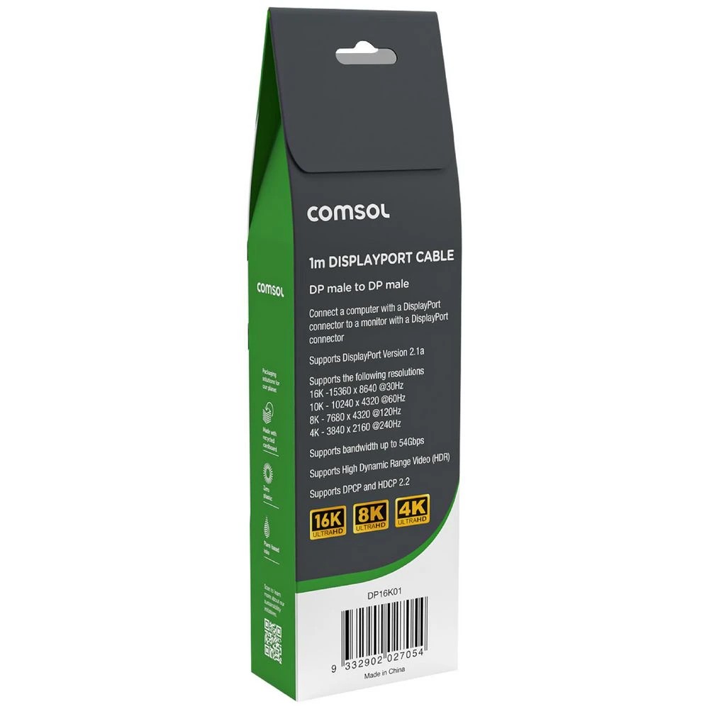 3 Comsol DisplayPort Cable 16K 1m Black, 3 of 5