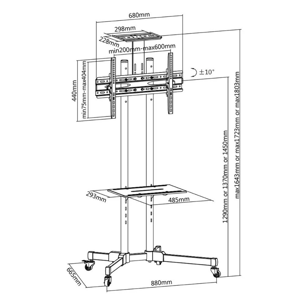 10 Brateck Portable TV Cart 37"-70" 50kg, 10 of 10