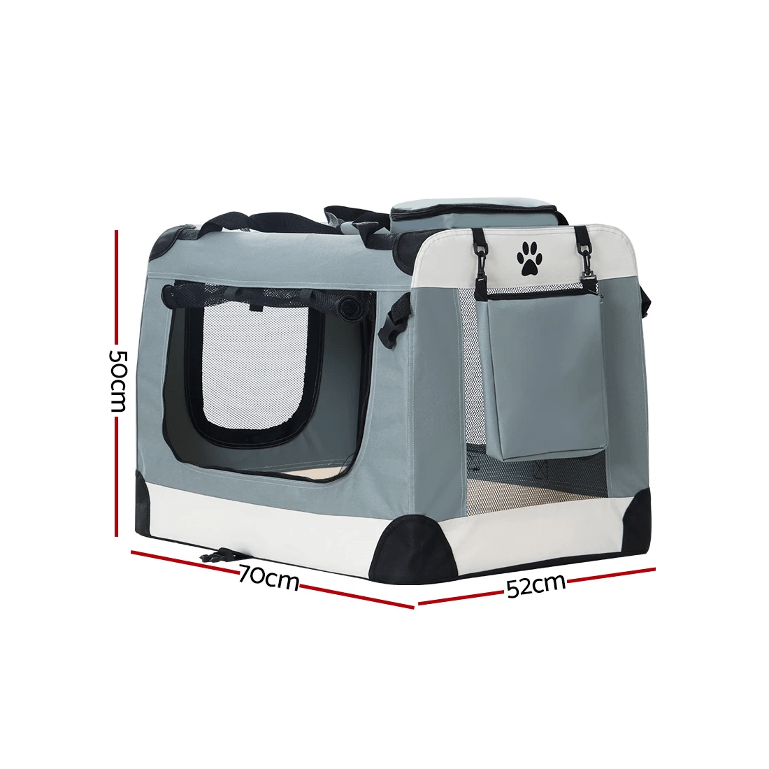 2 i.Pet Pet Carrier Soft Crate Dog Cat Travel 70x52CM Portable Foldable Car Large - Blue, 2 of 6