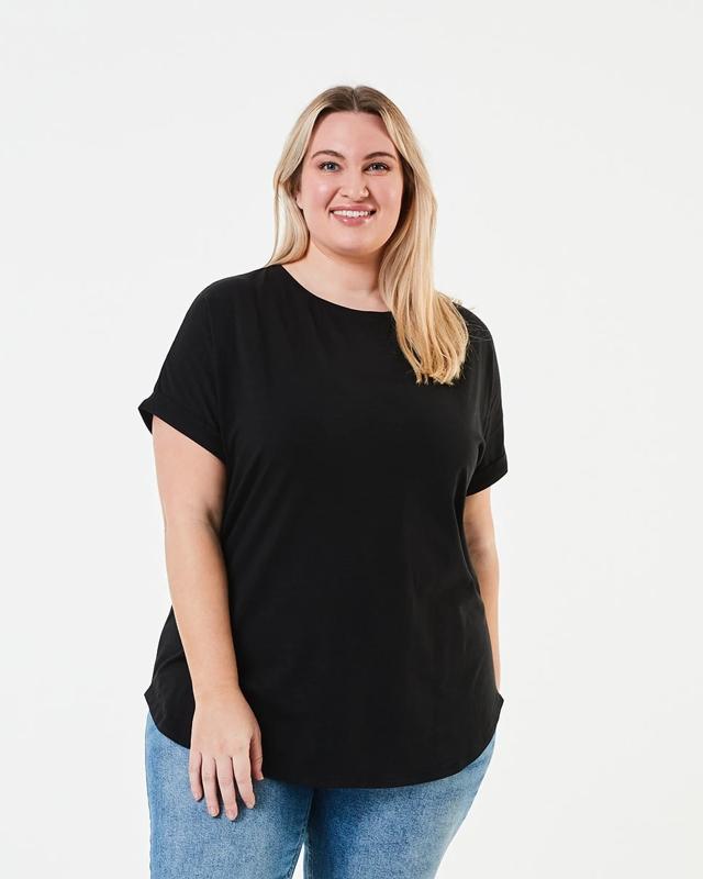 Curve Short Sleeve Longline Slub T-s