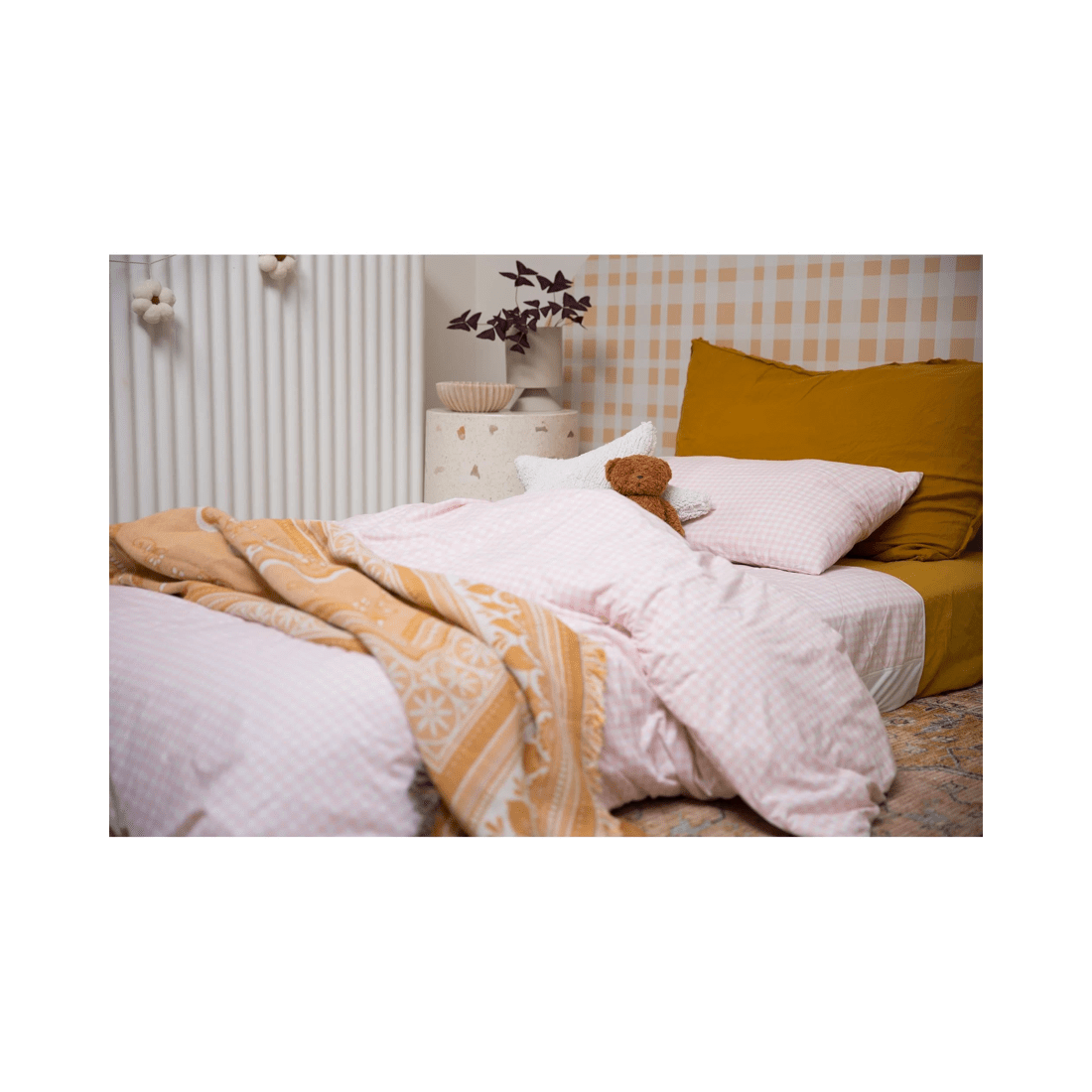 2 The Midnight Gang Blush Gingham Bed Wetting Mat - Single with wings - Pattern, 2 of 4