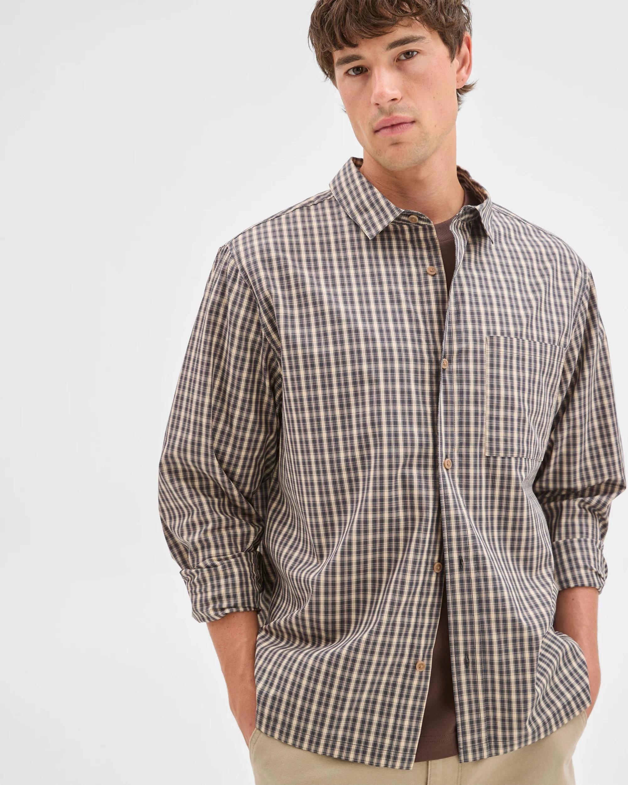 1 Commons Australian Cotton Business Shirt BLACK CHECK, 1 of 4