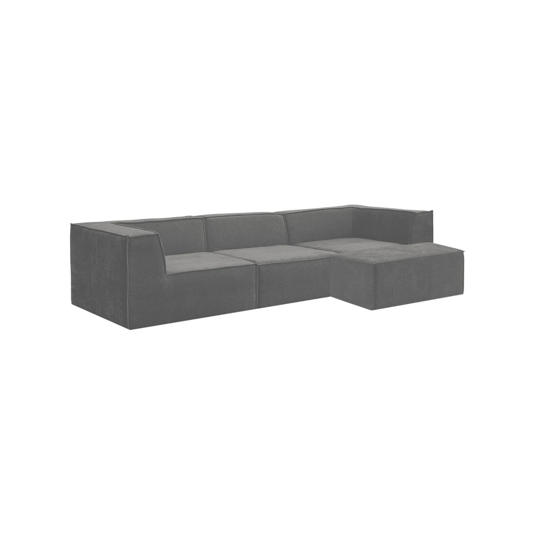 3 Sarantino Novi 3-seater Modular Sofa With Ottoman In Grey Non-slip Bottom Lounge, 3 of 9