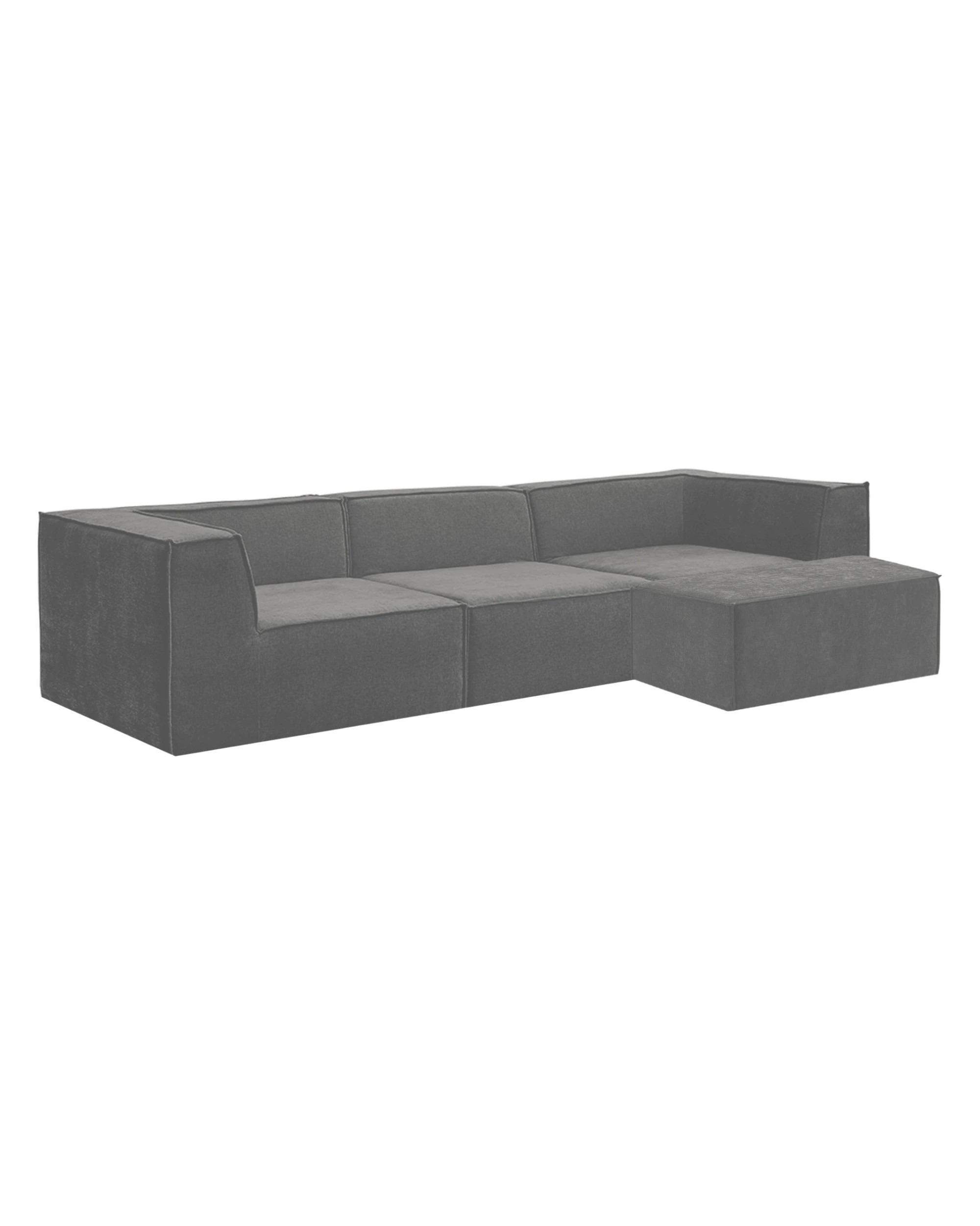 3 Sarantino Novi 3-seater Modular Sofa With Ottoman In Grey Non-slip Bottom Lounge, 3 of 9