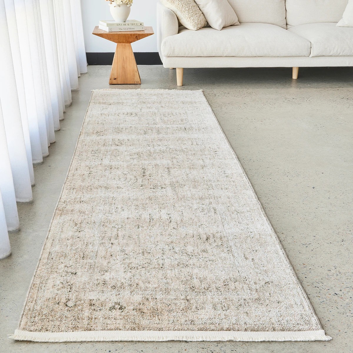 3 Common Ground Rugs Aegean Della 400x80cm - Large Runner Power Loomed Rug - Natural, 3 of 9