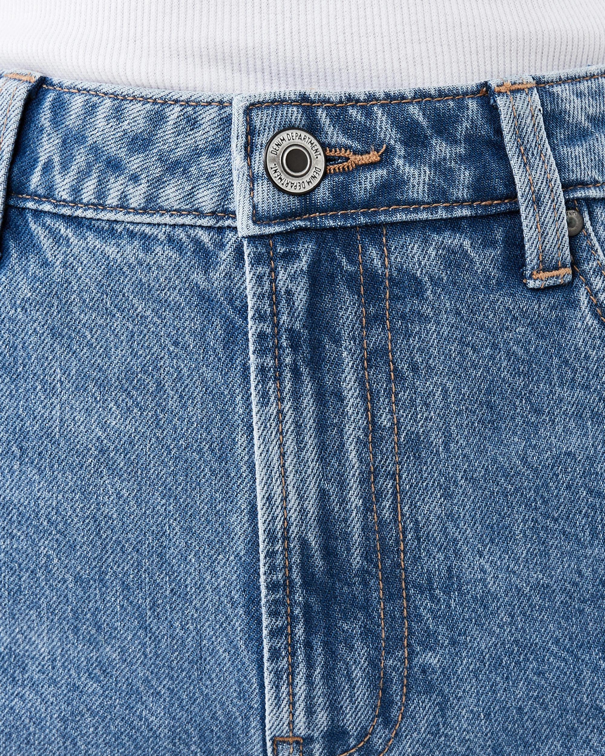 5 Straight Leg Undone Hem Jeans Mid Wash, 5 of 7