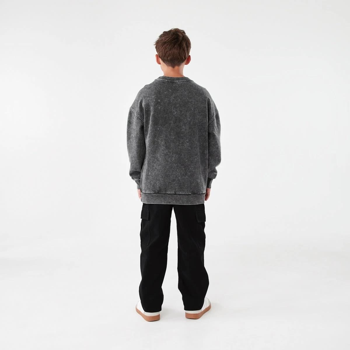 6 Oversized Washed Crew Neck Sweatshirt Black, 6 of 6