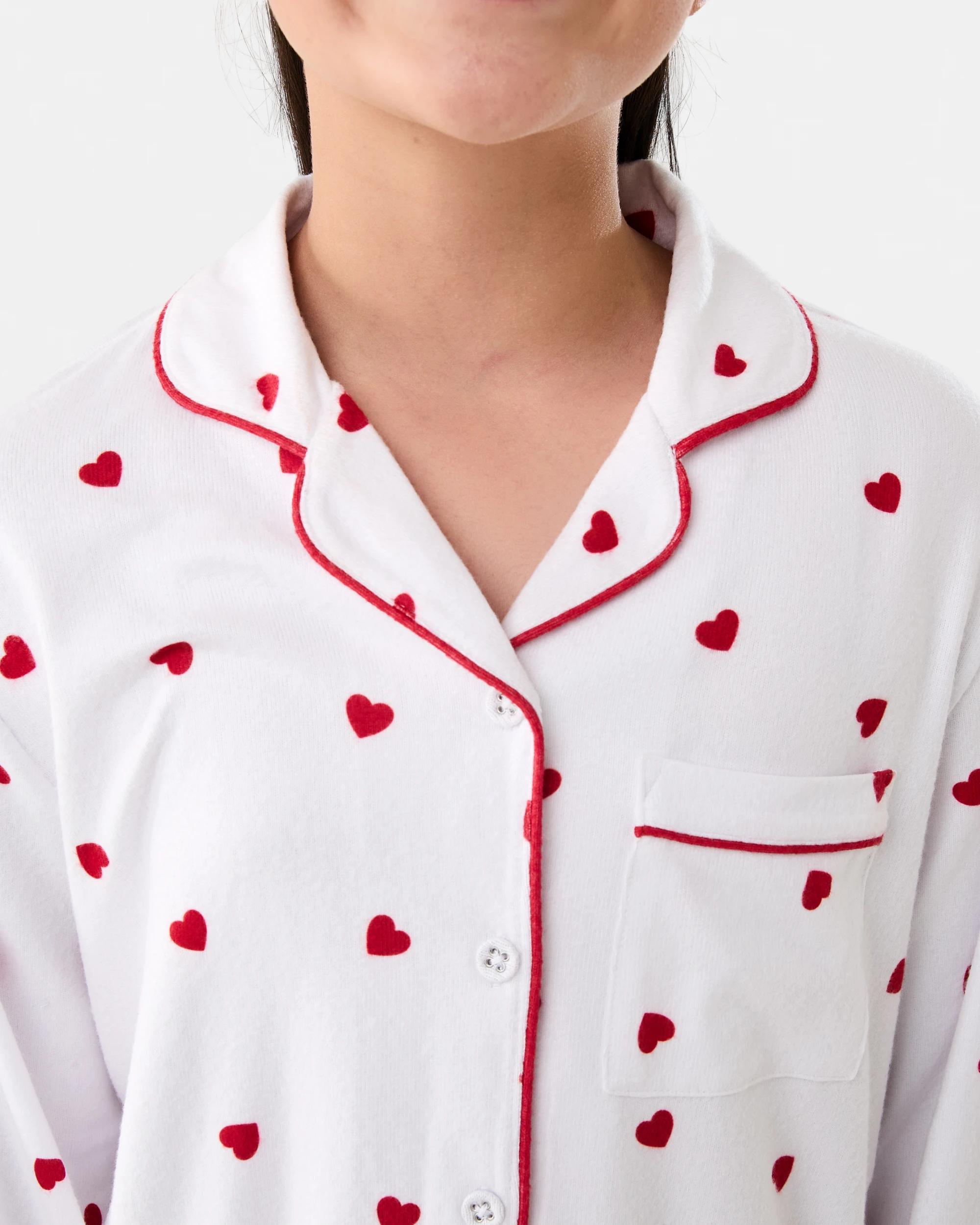 4 Hachi Button Down Pyjama Set Red Hearts, 4 of 7