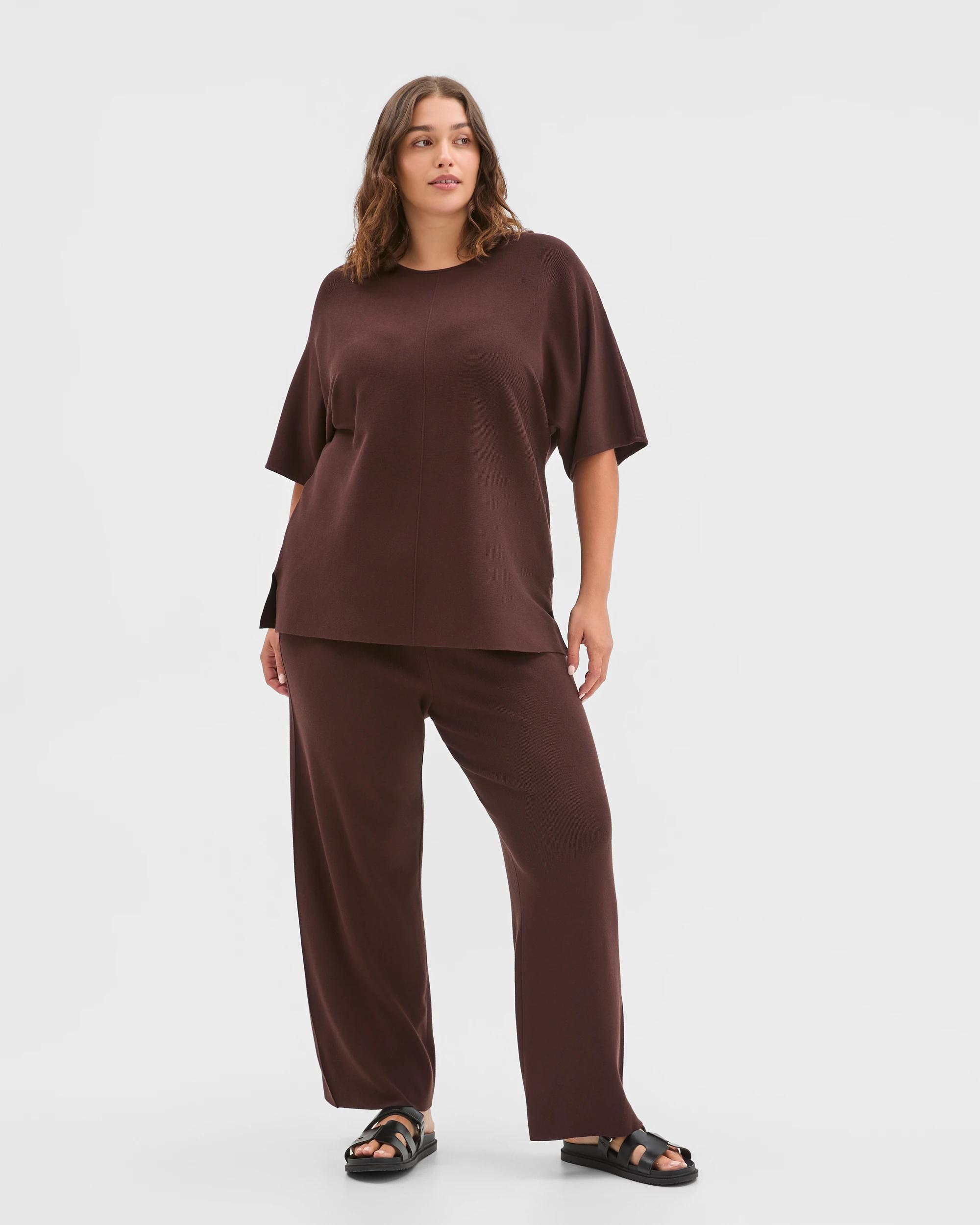 1 Target Curve Plus Size Crepe Knit Top ESPRESSO, 1 of 6