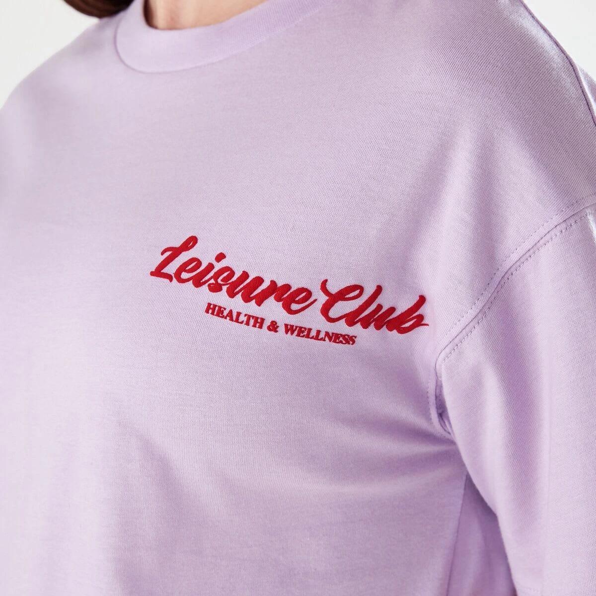 4 Short Sleeve Cropped Print T-shirt LEISURE CLUB PASTEL LILAC, 4 of 8